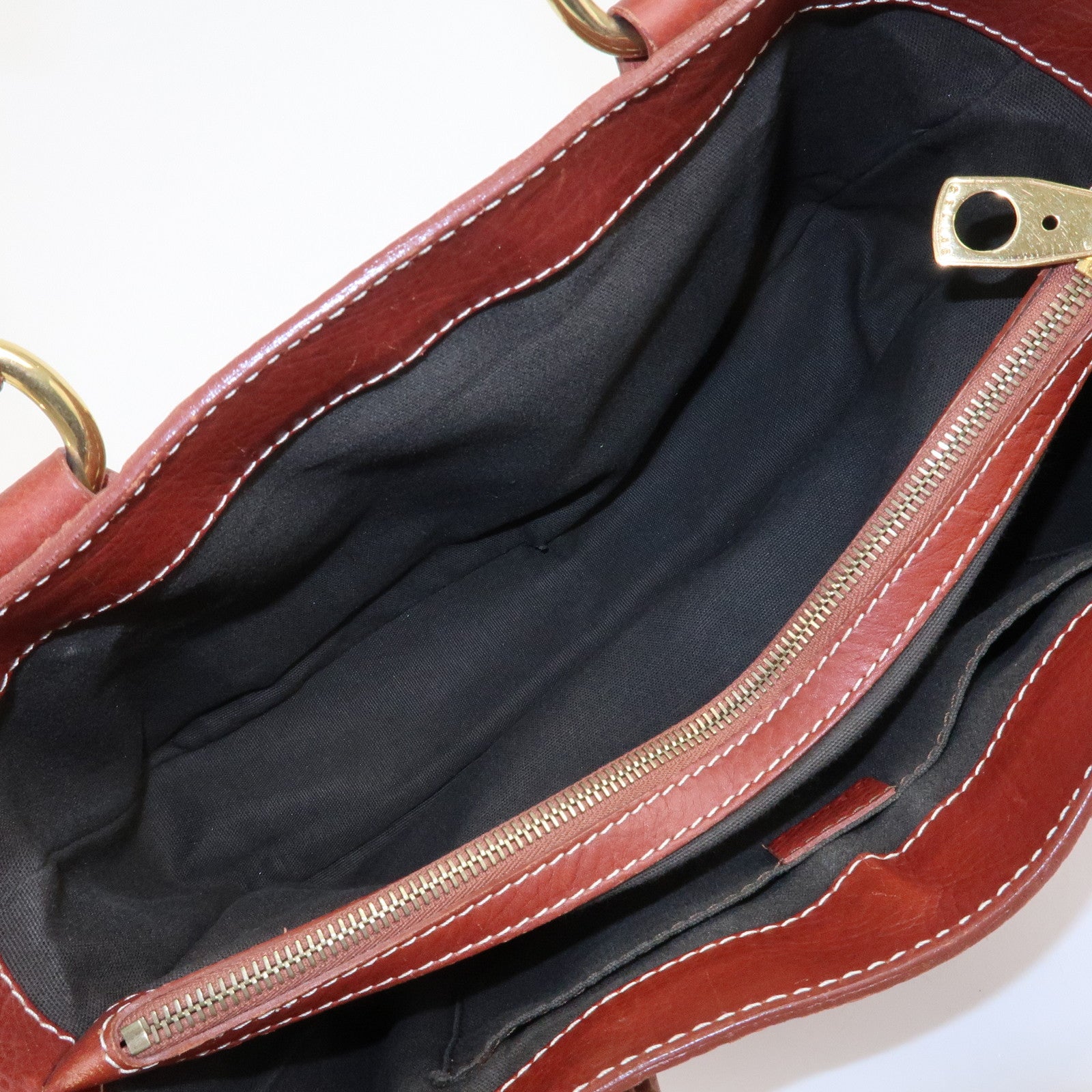 CELINE Macadam Stamped Leather Boogie Hand Bag Brown Gold HDW Used