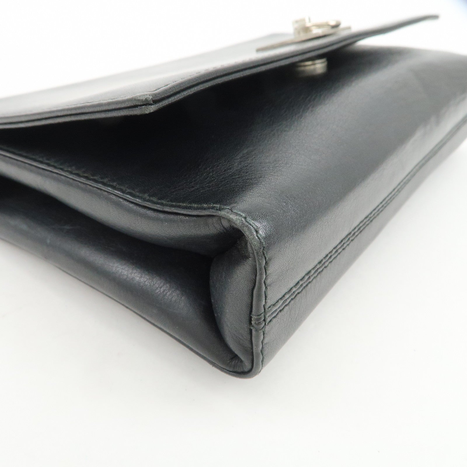 CELINE Logo Leather 2Way Bag Shoulder Bag Clutch Bag Black