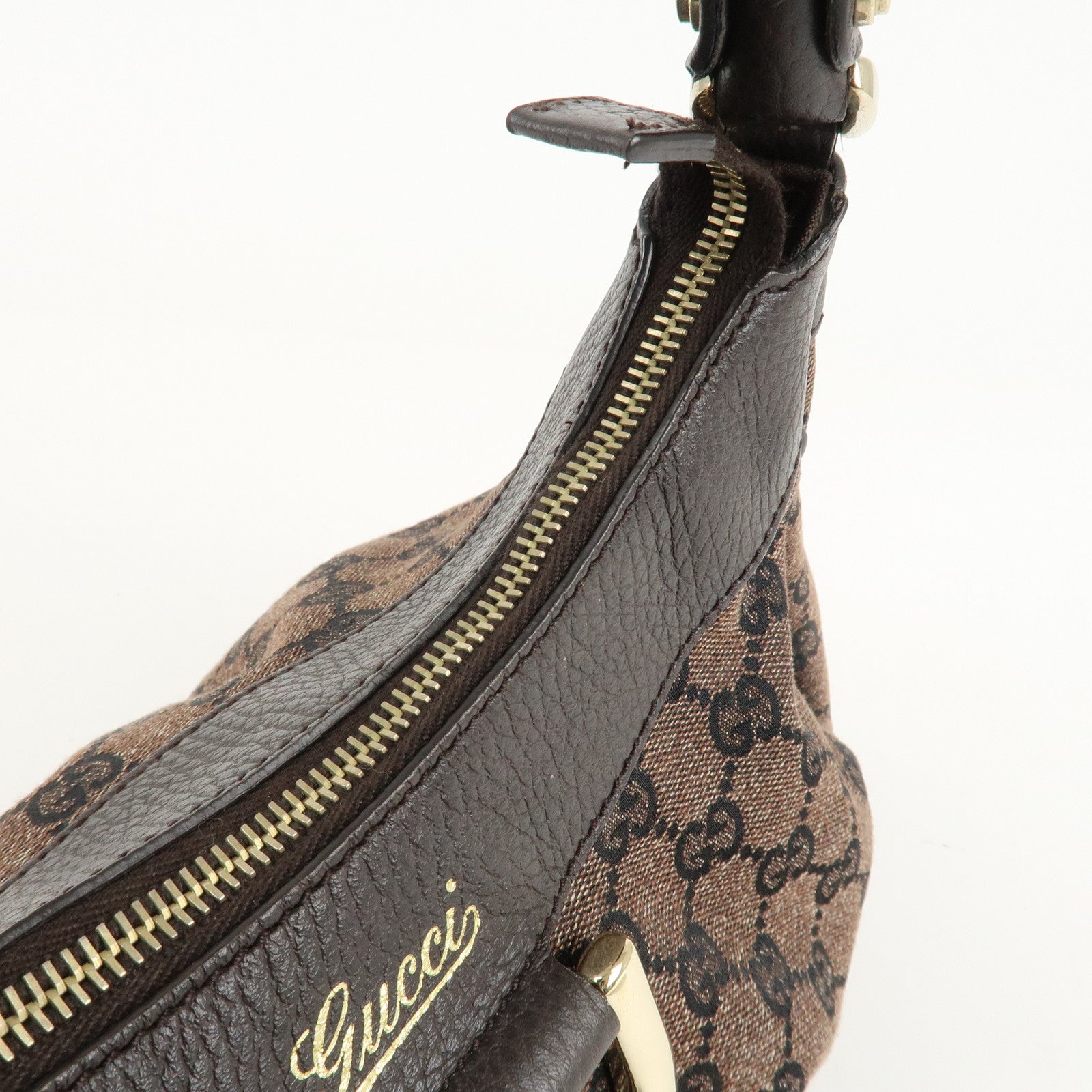 GUCCI Abbey GG Canvas Leather Shoulder Bag Black 265692 Used
