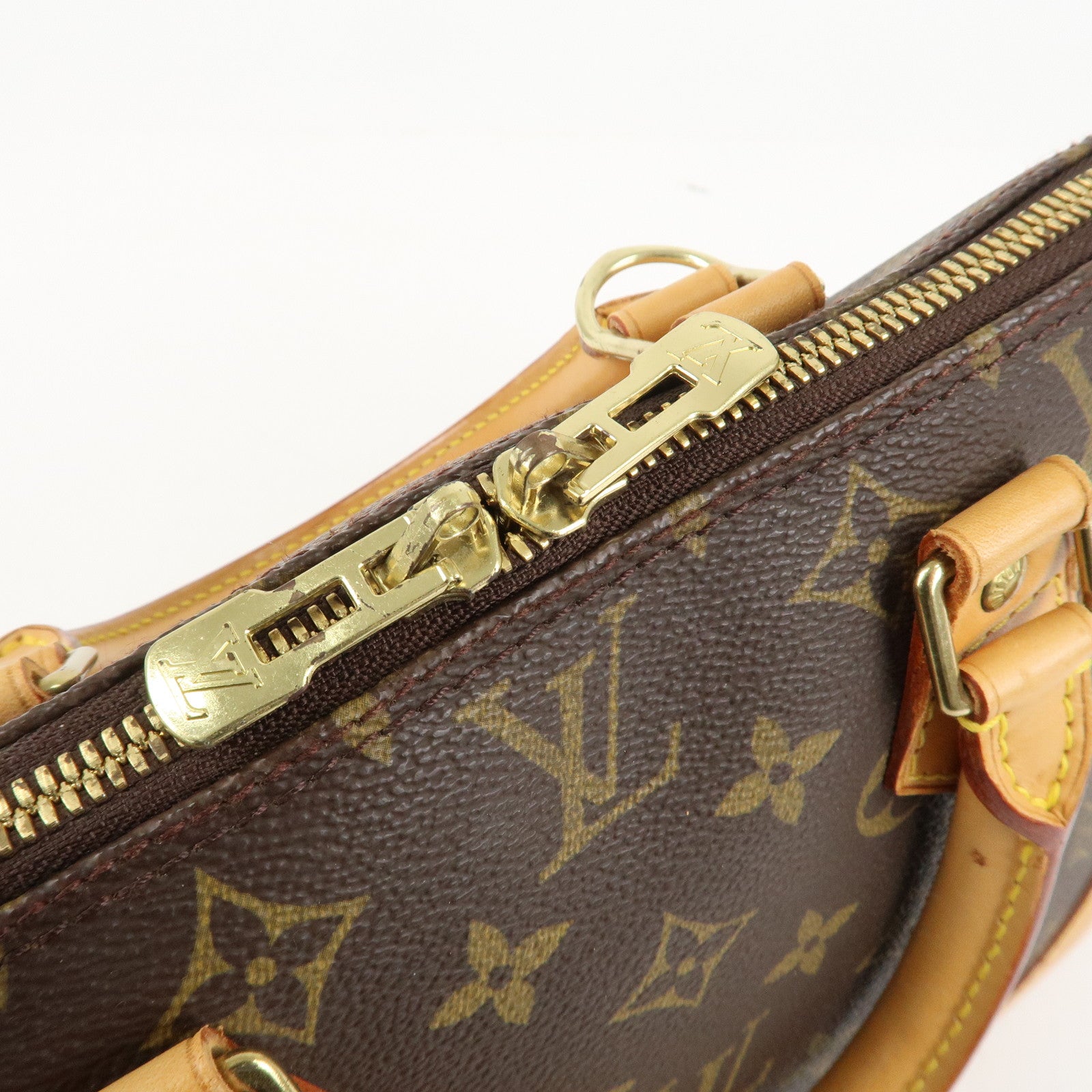 Louis Vuitton Monogram Alma Hand Bag Brown Gold Hardware M51130 Used