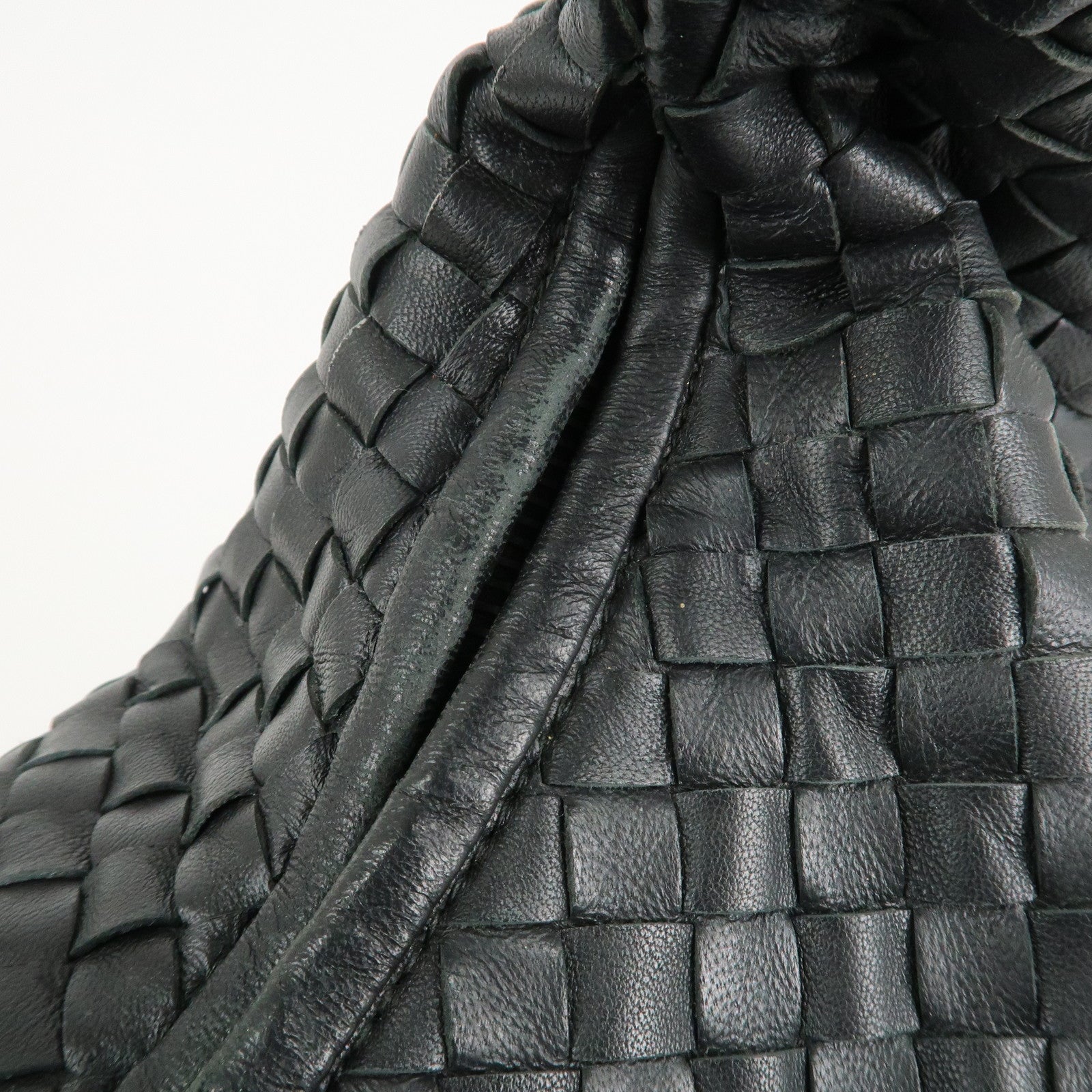 BOTTEGA VENETA Hobo Intrecciato Leather Shoulder Bag Black 115654 Used