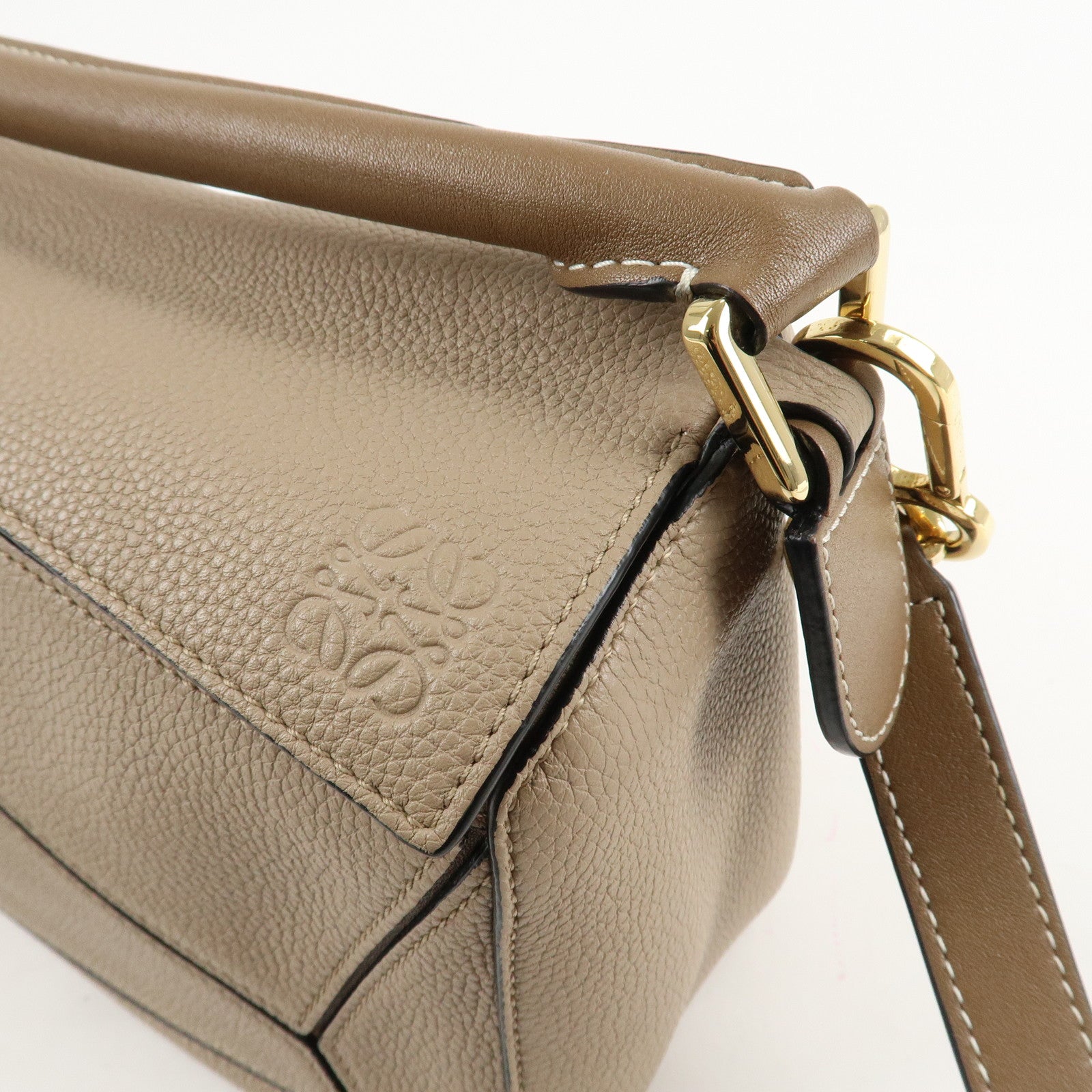 LOEWE Leather Puzzle Bag Small 2Way Bag Hand Bag Beige Used