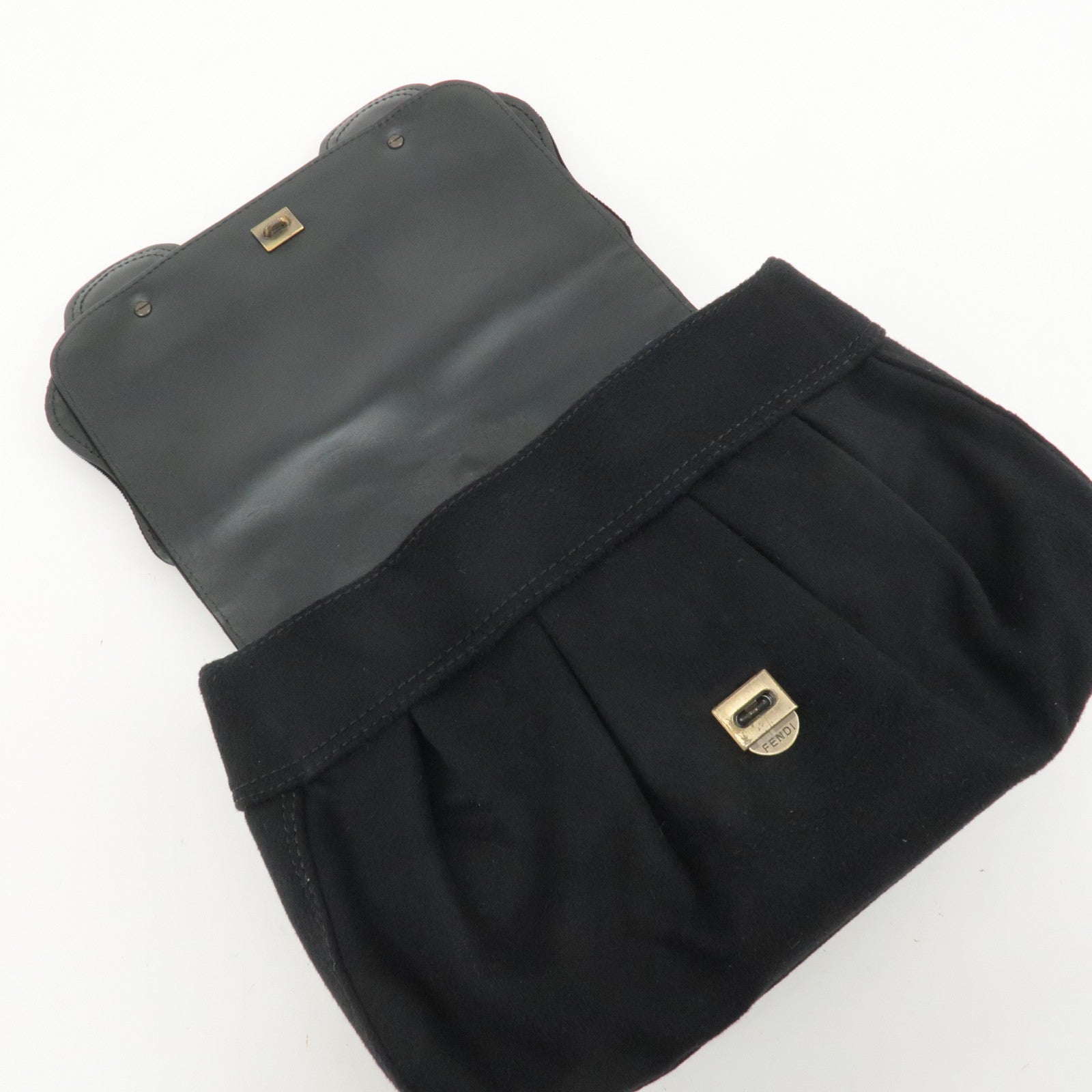 FENDI Chain Shoulder Bag Wool Leather Shoulder Bag 8BN165 Used