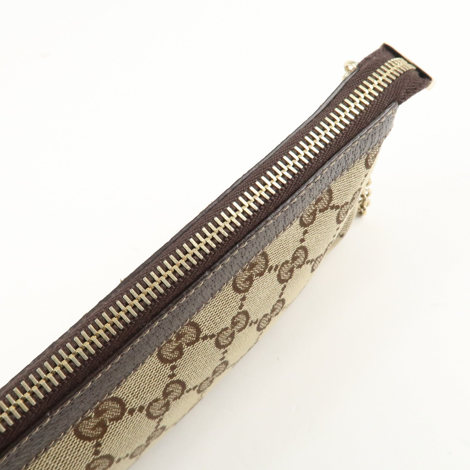 GUCCI GG Canvas Leather Chain Hand Bag 170050 205027 Brown Used