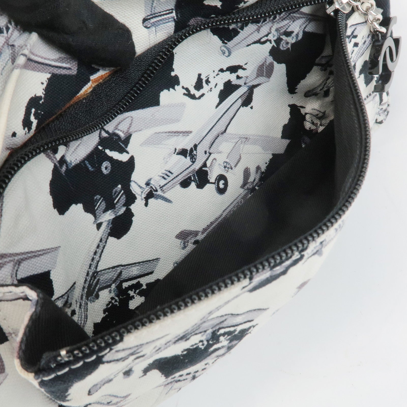 CHANEL Airline Canvas Leather Shoulder Bag Airplane Pattern Used