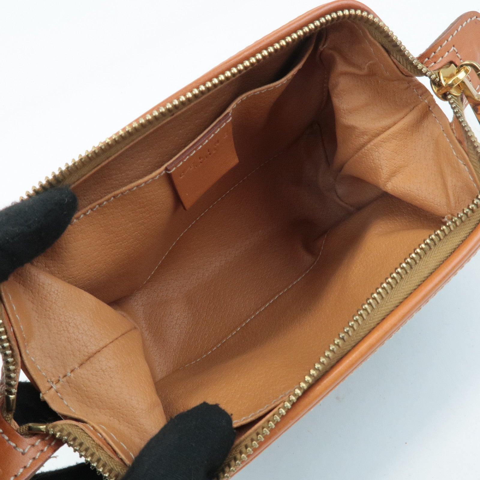 CELINE Macadam PVC Leather Pouch Cosmetic Pouch Brown Used