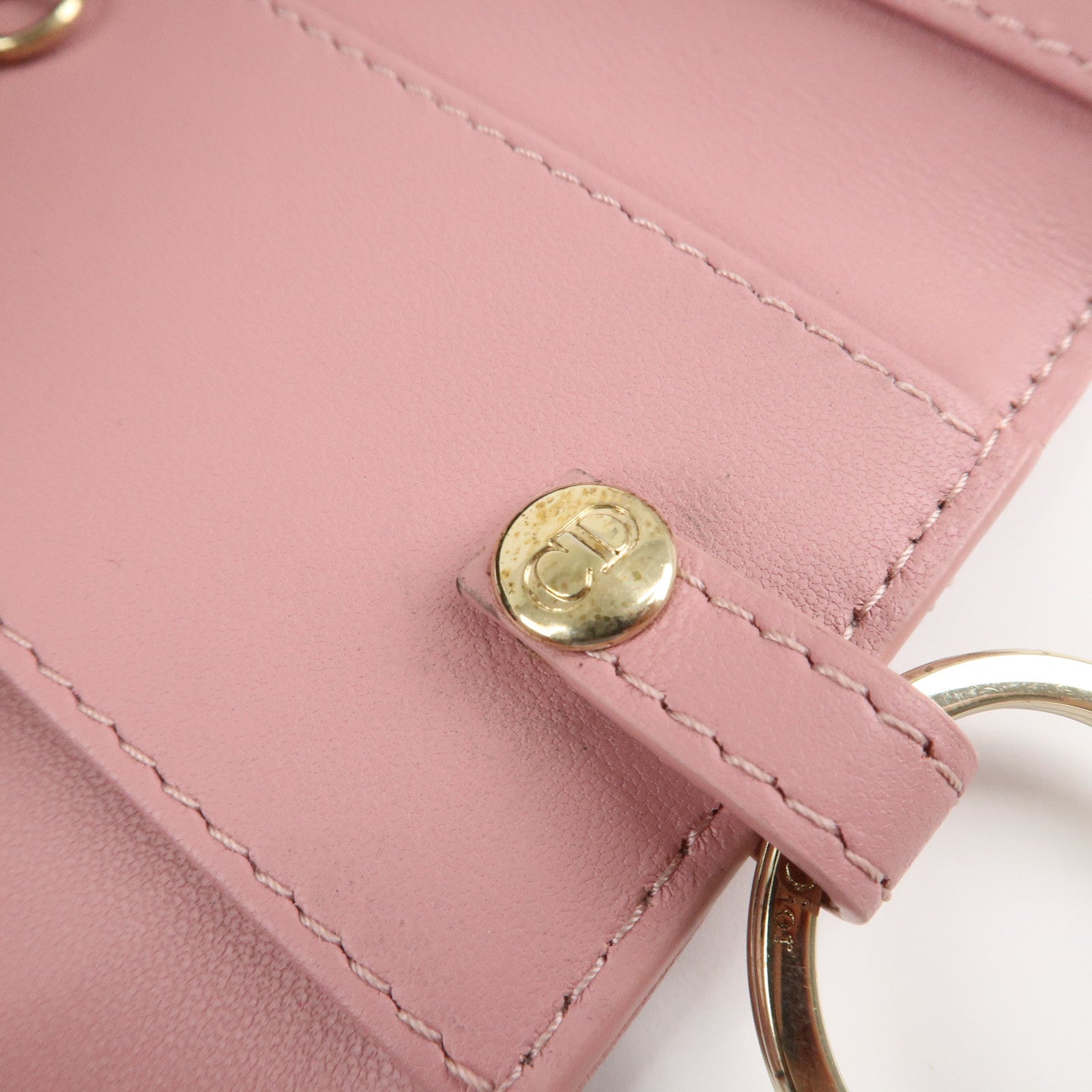 Christian Dior Cannage Leather 4 Key Case Key Chain Pink Used