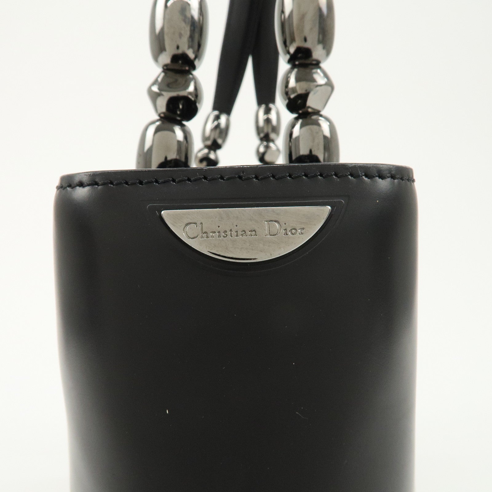 Christian Dior Maris Pearl Leather 2way Bag Hand Bag Black Used