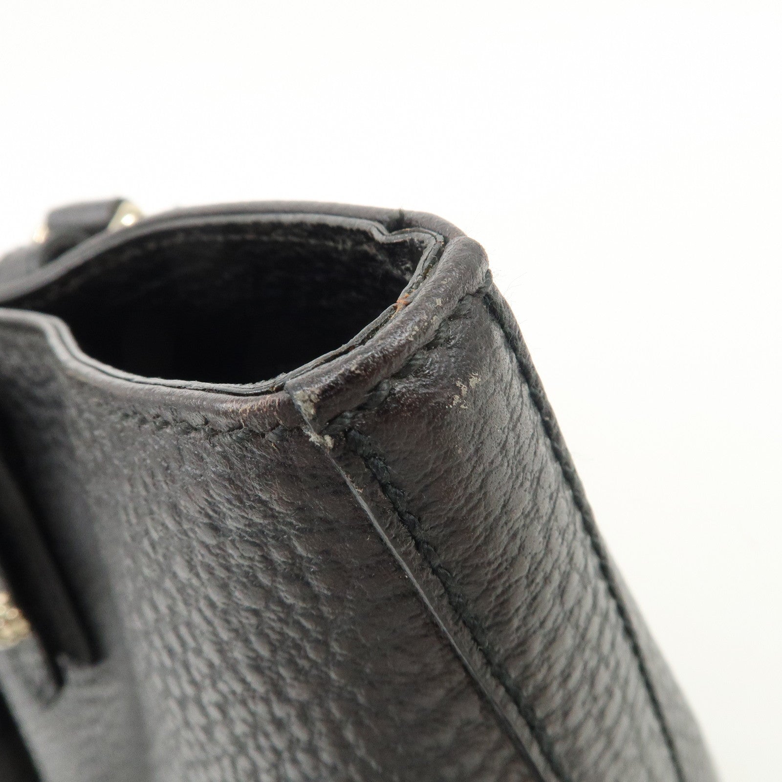 GUCCI Leather Horsebit Tote Bag Hand Bag Black 137385 Used