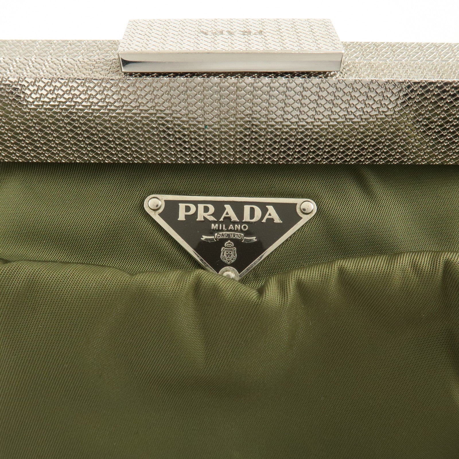 PRADA Nylon Leather Shoulder Bag Khaki Brown Green Used