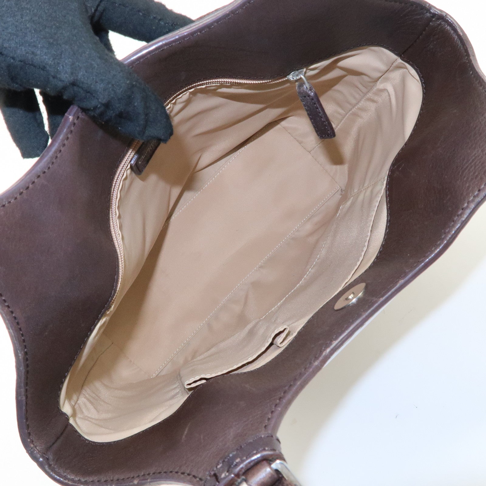 Christian Dior Trotter Canvas Leather Tote Bag Beige Brown Used