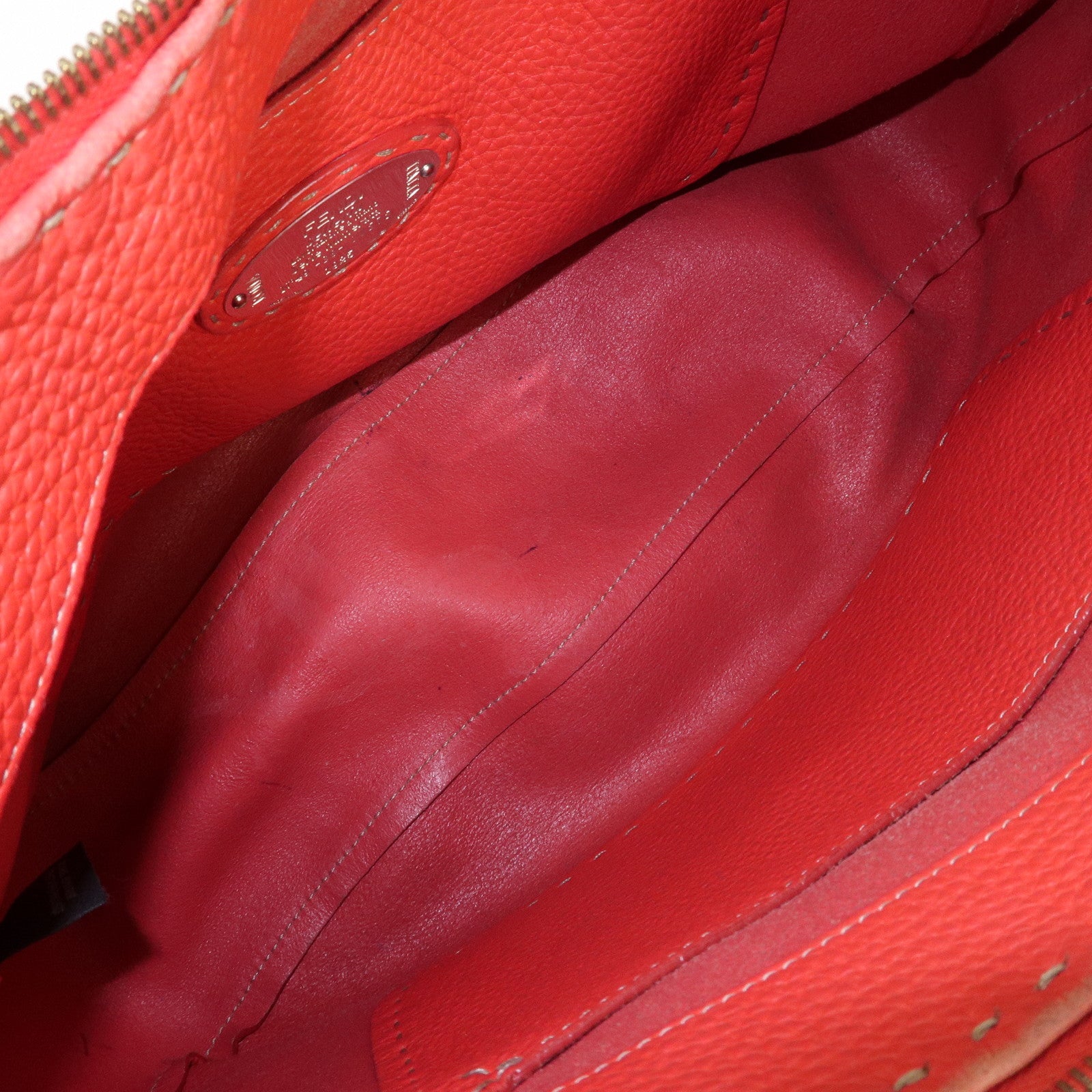 FENDI Selleria Leather Shoulder Bag Red 8BR648 Used