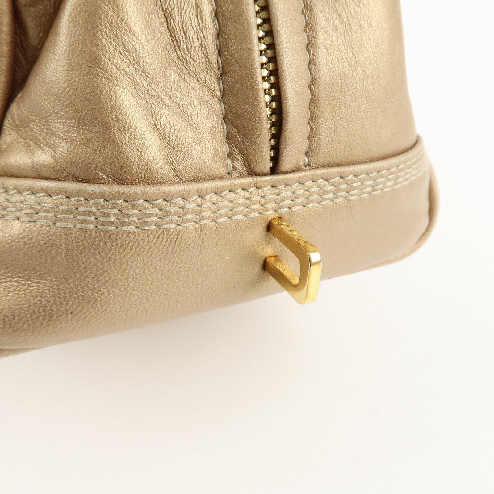 LOEWE Anagram Leather Amazona 28 Hand Bag Boston Bag Gold Used