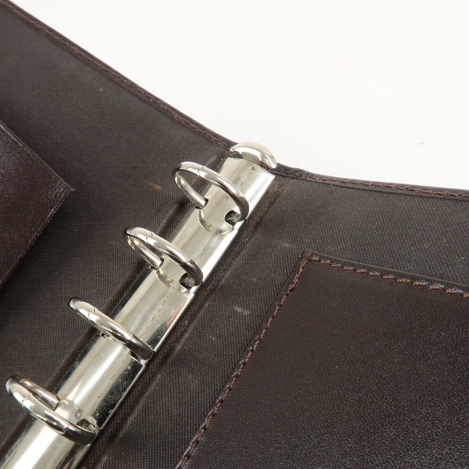 FENDI Zucca Canvas Leather Agenda Planner Cover Brown Used