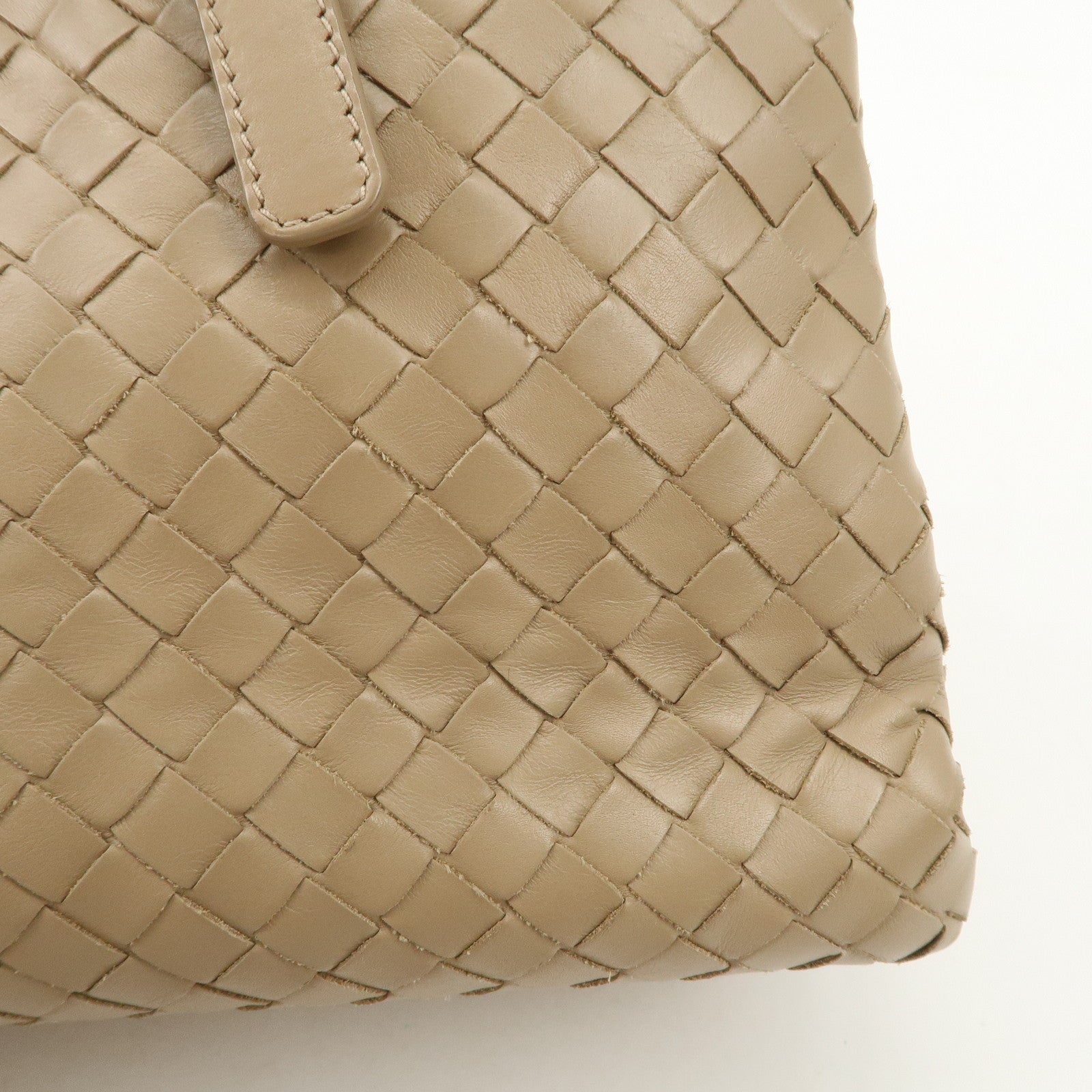 BOTTEGA VENETA Intrecciato Leather Roma Bag Hand Bag Beige Used