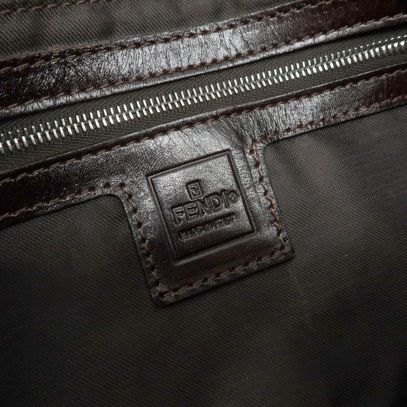 FENDI Mamma Baguette Zucca Canvas Leather Shoulder Bag 26424 Used