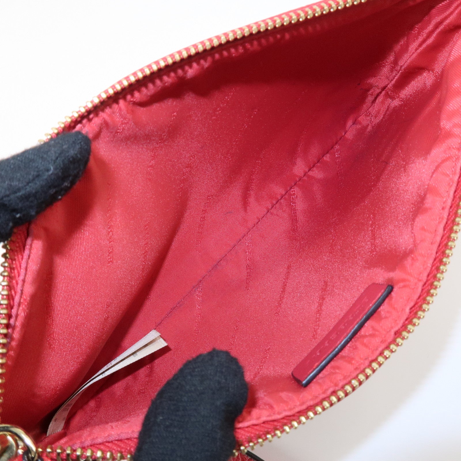 BURBERRY PVC Leather Nova Plaid Shoulder Bag Beige Red Used