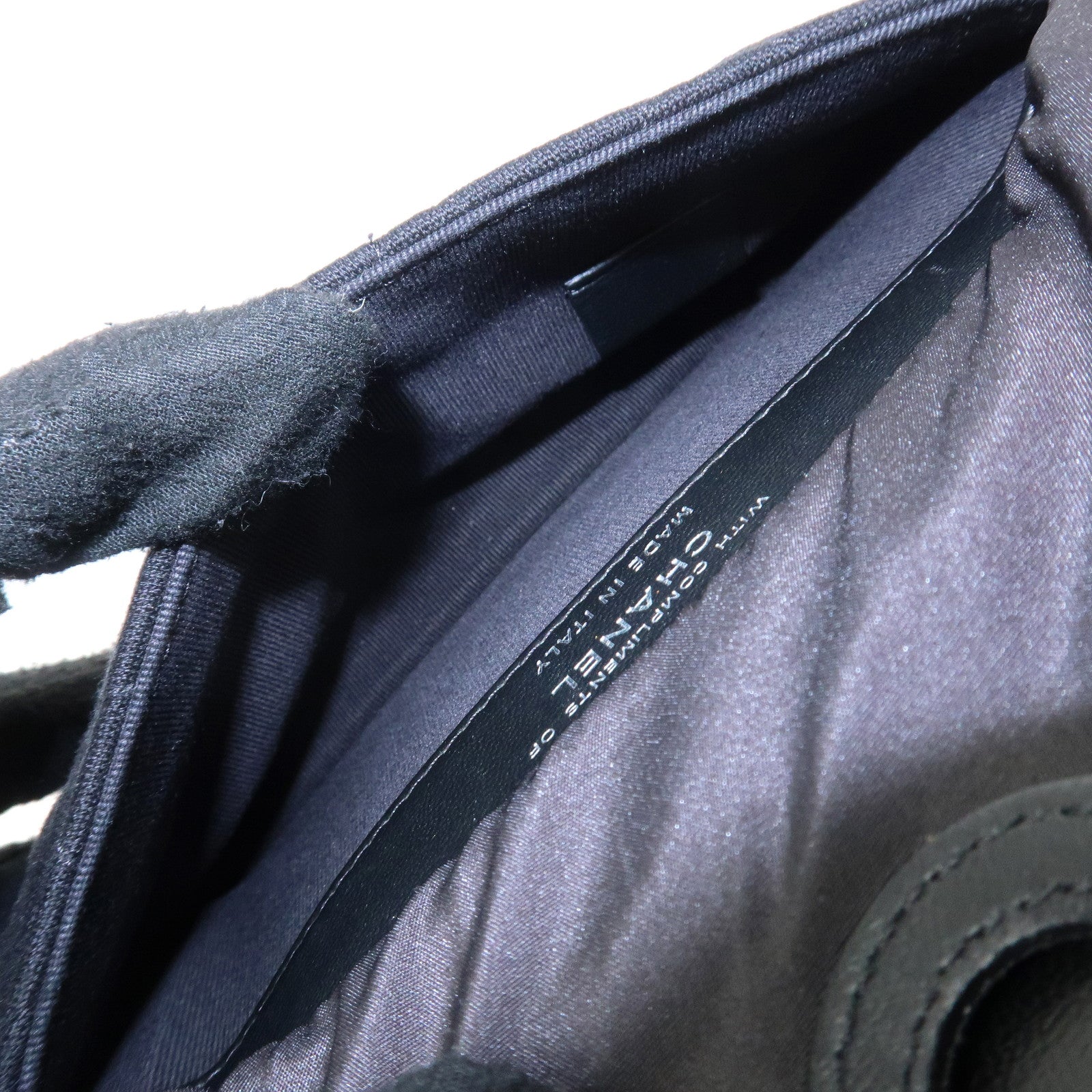 CHANEL Matelasse Cotton Jersey Lambskin Chain Shoulder Bag Eco Bag Used