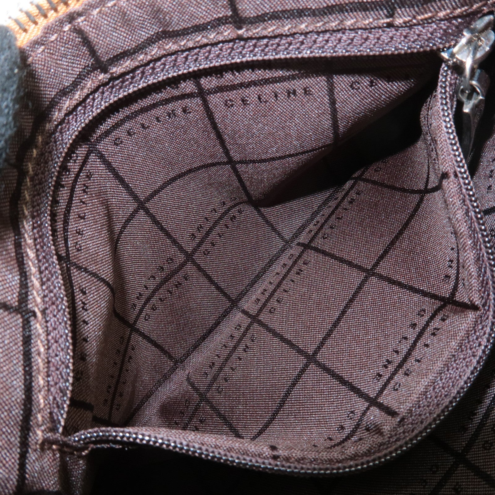 CELINE C Macadam Suede Pouch Cosmetic Pouch Brown Used