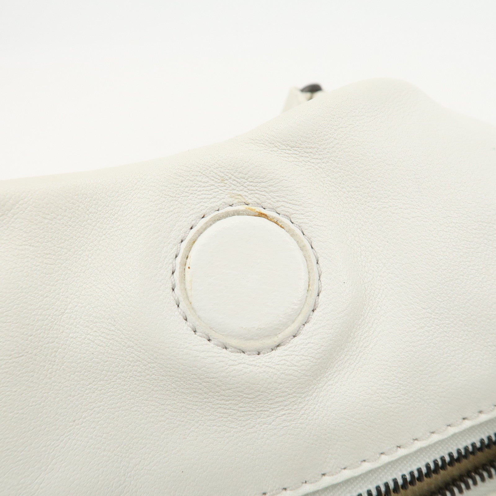 BOTTEGA VENETA Intrecciato Leather Campana Shoulder Bag White 125787 Used