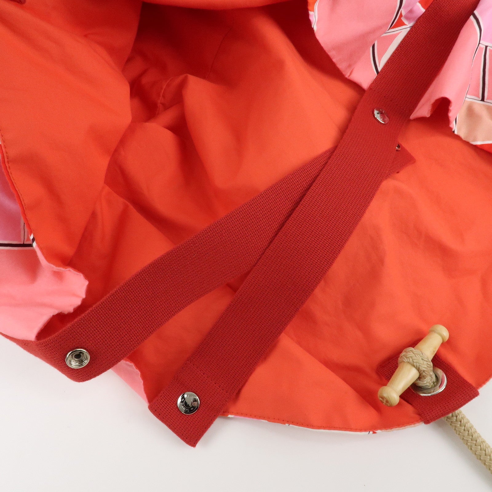 HERMES Cotton Beach Bag Cabas Drapeaux au vent Pink Used