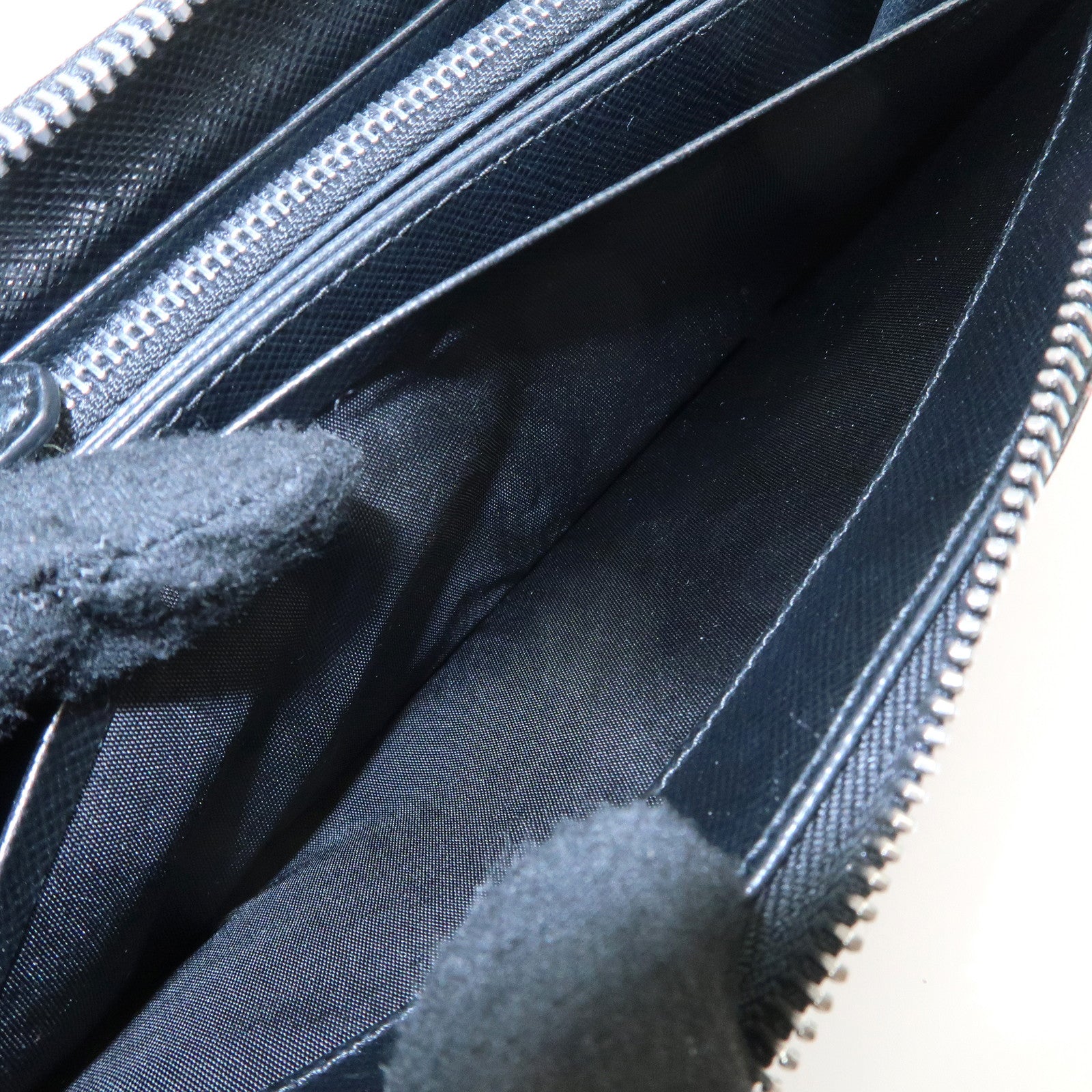 PRADA Logo Leather Round Zipper Long Wallet Flower 1ML506 Used