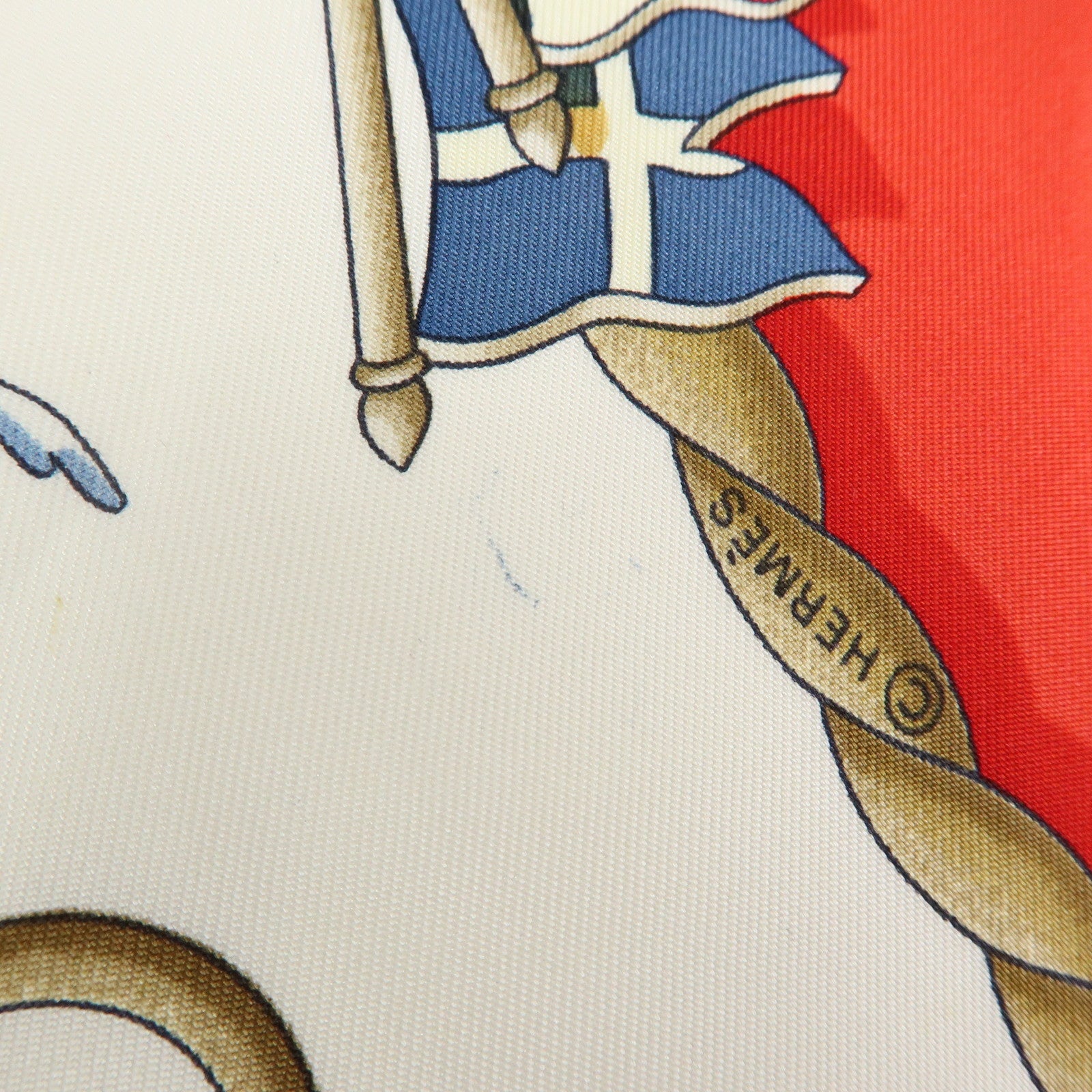 HERMES Carre 90 Silk 100% Scarf RAILING Red Brown