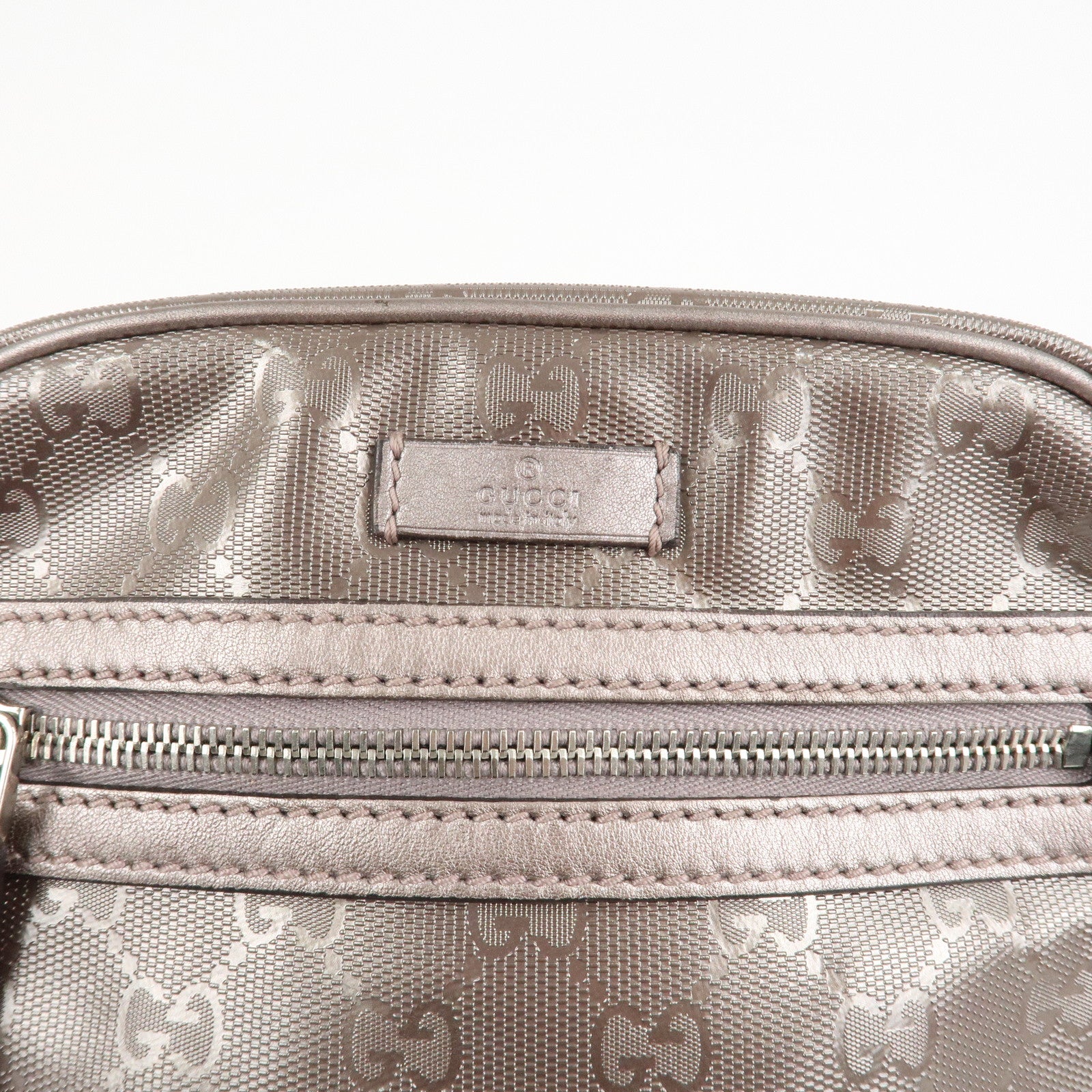 GUCCI GG Imprime PVC Leather Shoulder Bag Metallic Rose gold 233268 Used