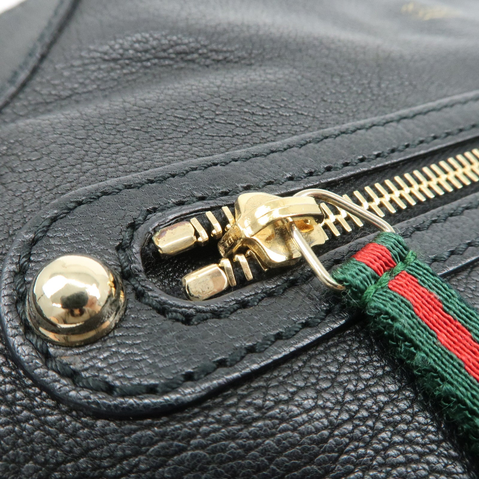 GUCCI Sherry Leather Chain Shoulder Bag Hand Bag Black 153011 Used