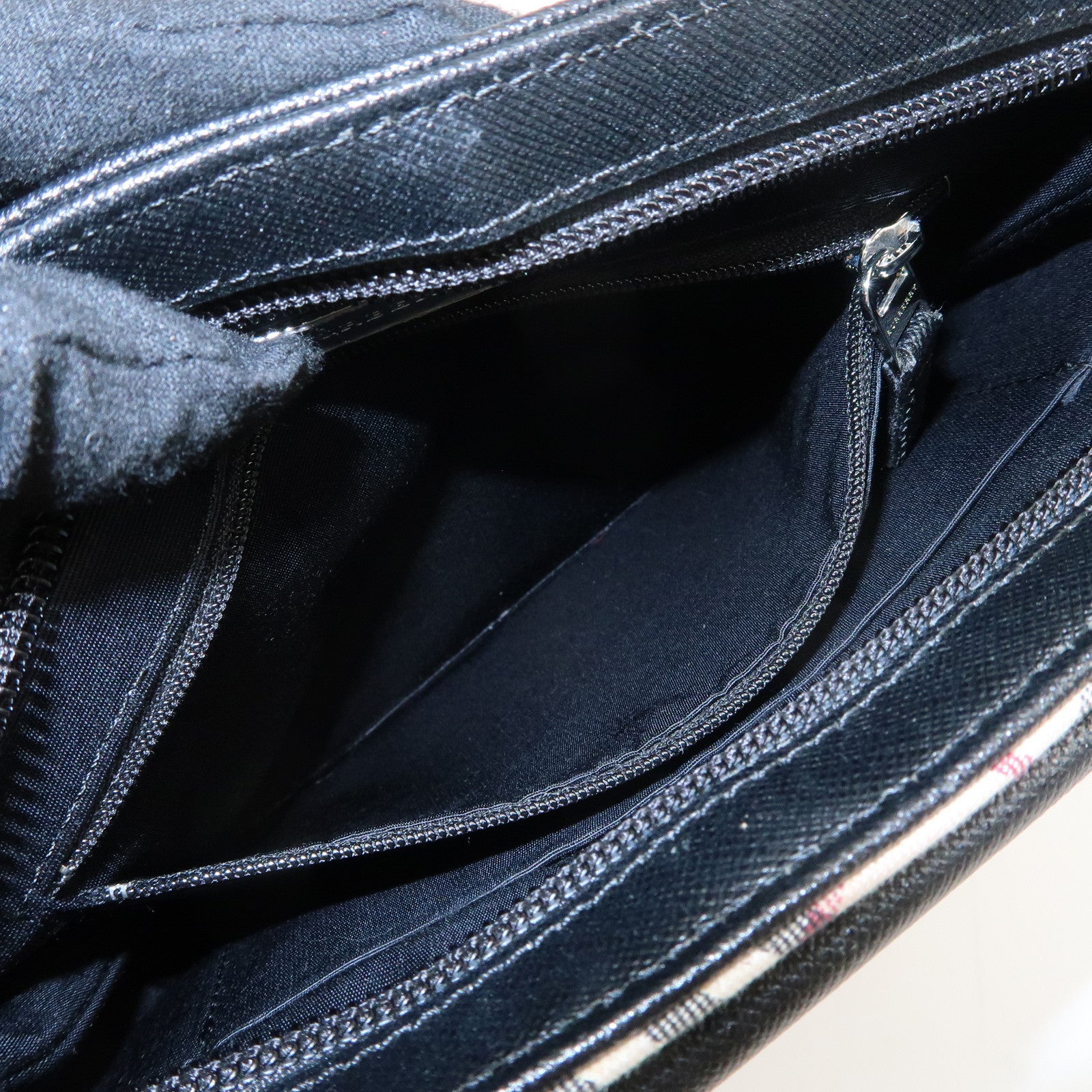 BURBERRY Canvas Leather Nova Plaid Shoulder Bag Beige Black Used