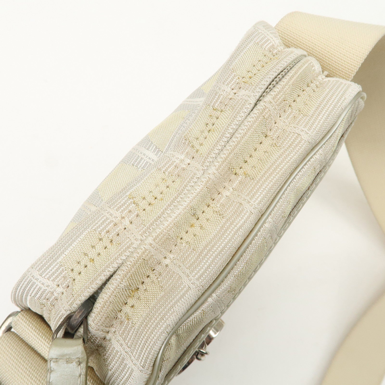 CHANEL New Travel Line Nylon Jacquard Leather Shoulder Bag Used