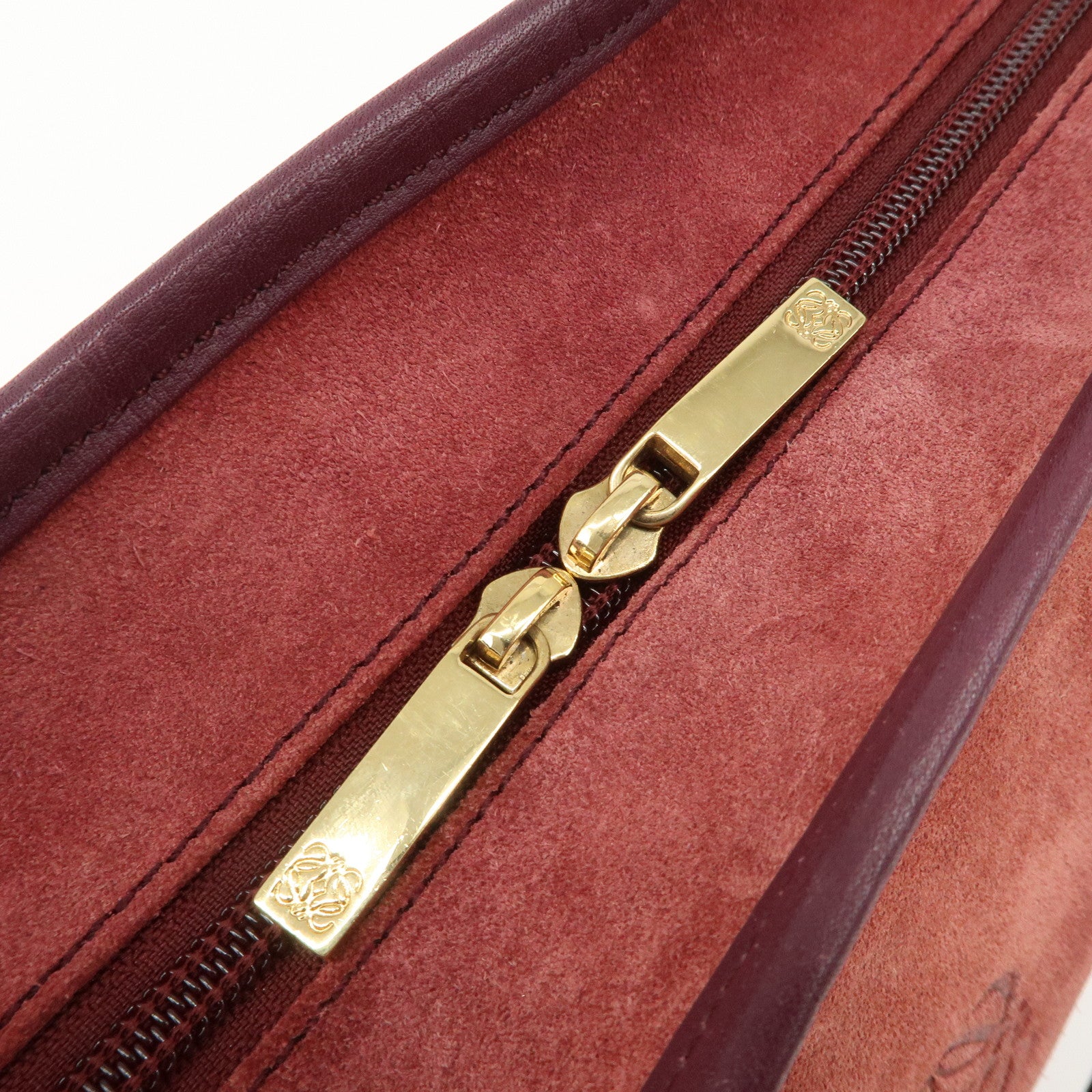 LOEWE Anagram Suede Leather Amazona 32 Hand Bag Pink Purple Used