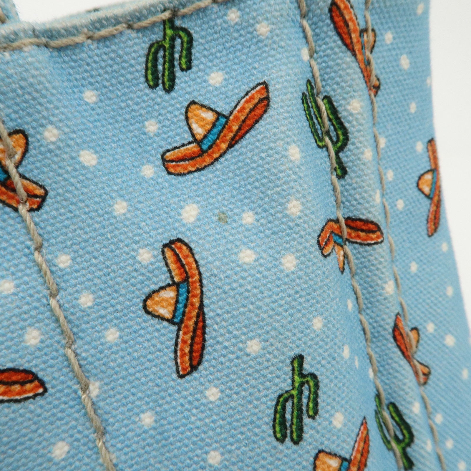 PRADA Canapa Mini Canvas 2Way Bag Light Blue 1BG439 Used