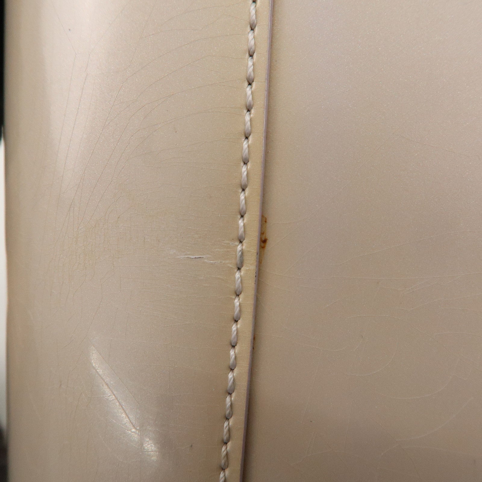 Christian Dior Maris Pearl Patent Leather Tote Bag Beige Used