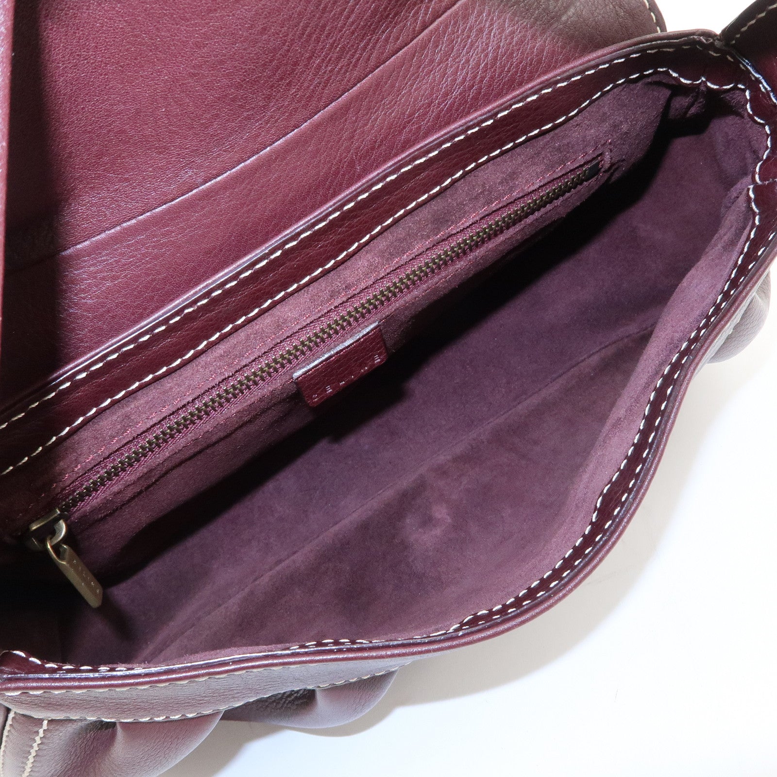 CELINE Leather Shoulder Bag Hand Bag Brown Gold Hardware Used