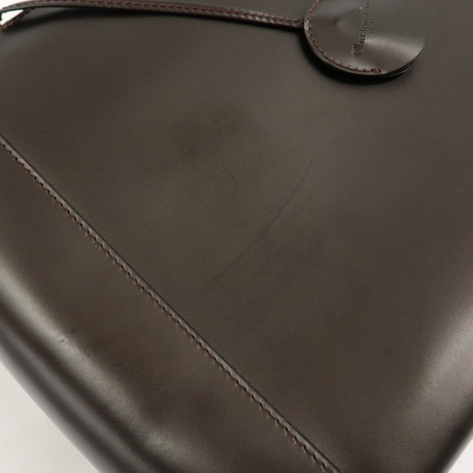 Christian Dior Maris Pearl Leather 2way Bag Hand Bag Dark Brown Used