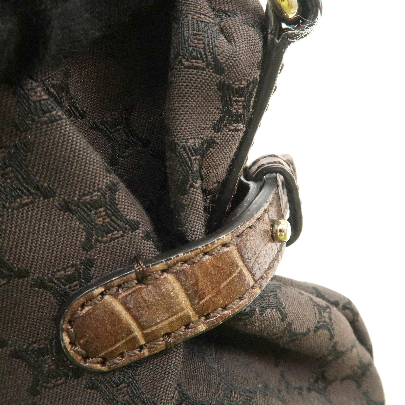 CELINE Macadam Canvas Leather 2way Shoulder Bag WC-ST-0059 Used
