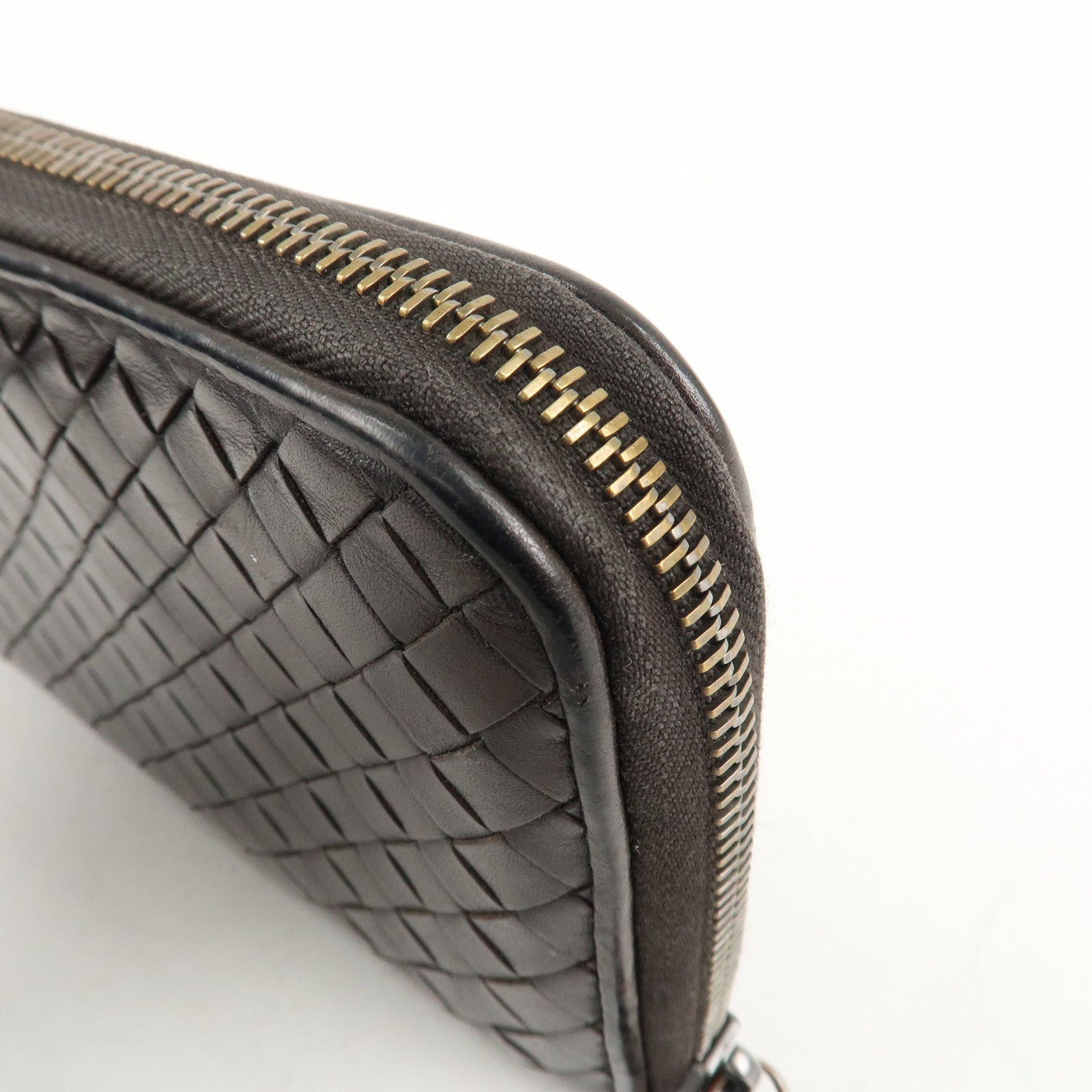 BOTTEGA VENETA Set of 2 Intrecciato Leather Zip Around Wallet Used