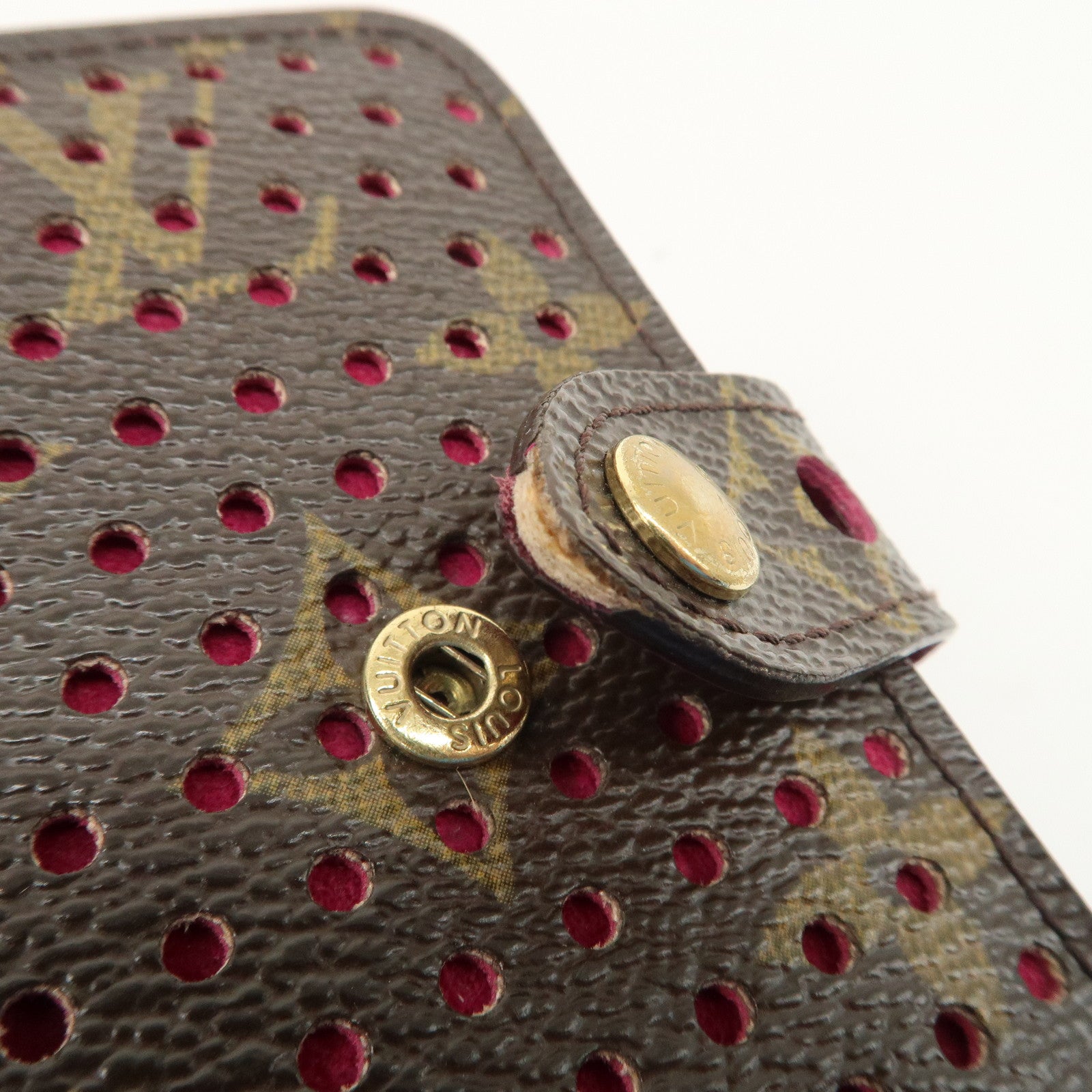 Louis Vuitton Monogram Perfor Compact Zip Wallet Fuchsia M95188 Used