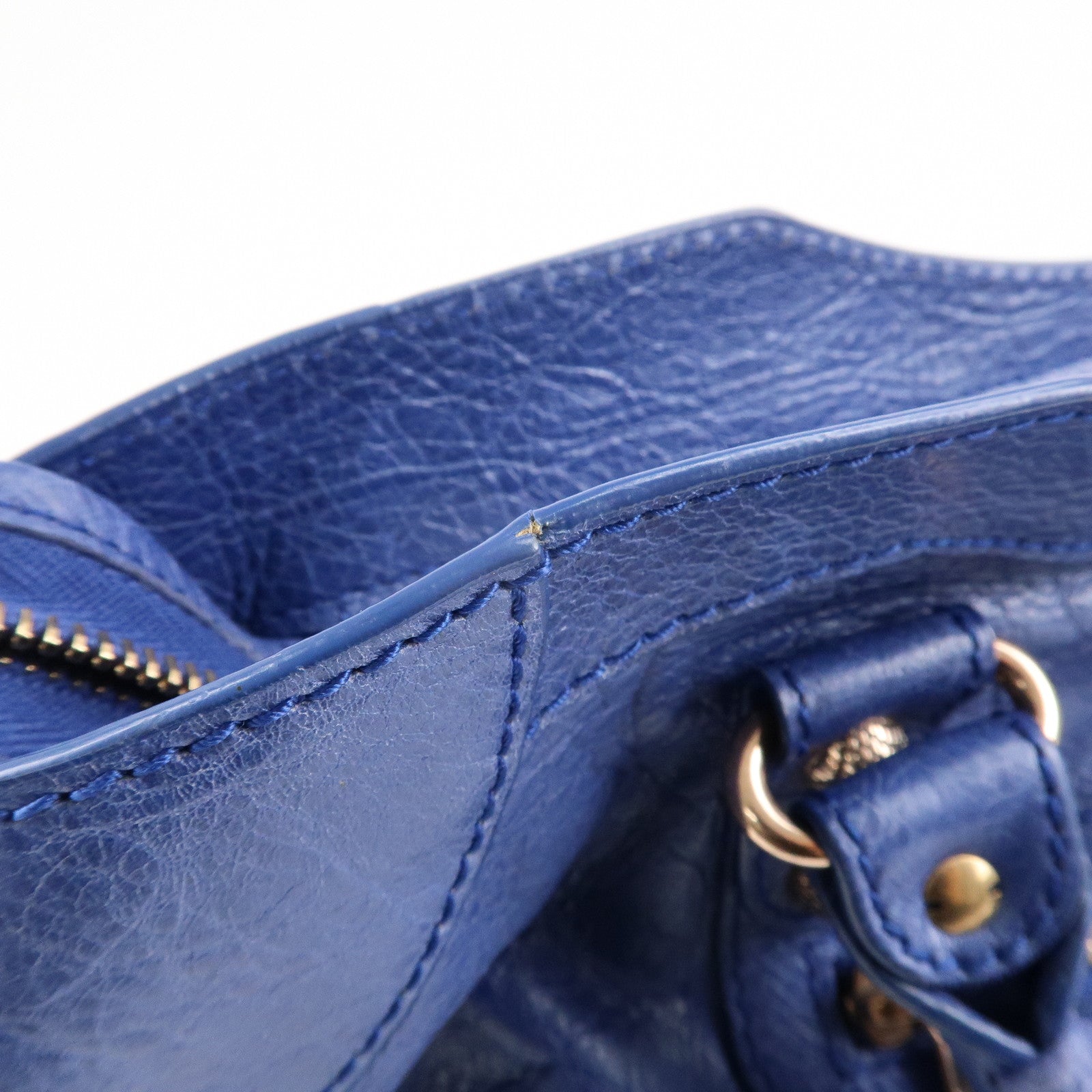 BALENCIAGA The Giant City Leather 2Way Hand Bag Blue 281770 Used