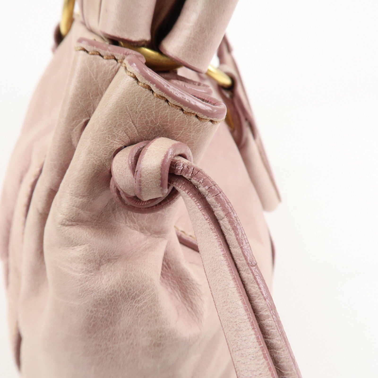 MIU MIU Logo Leather 2WAY Bag Shoulder Bag Hand Bag Pink Used
