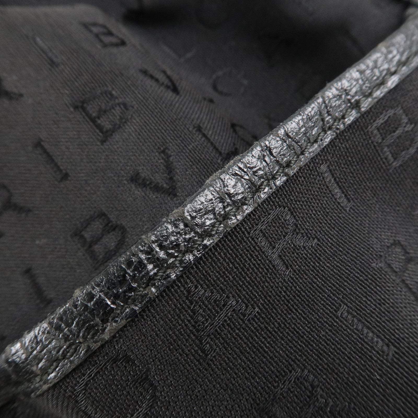 BVLGARI Lettere Logo Mania Nylon Leather Tote Bag Black Used