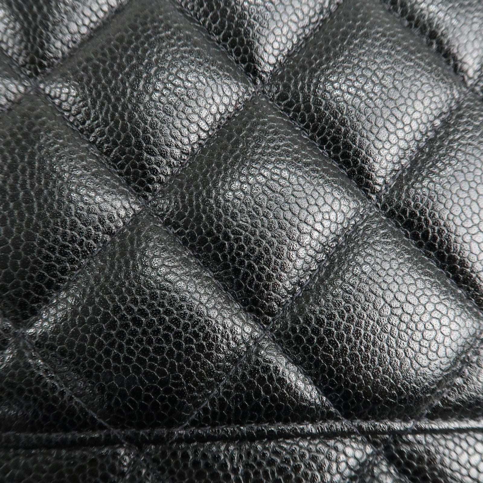 CHANEL Caviar Skin Matelasse Tote Bag Hand bag Black A01804 Used