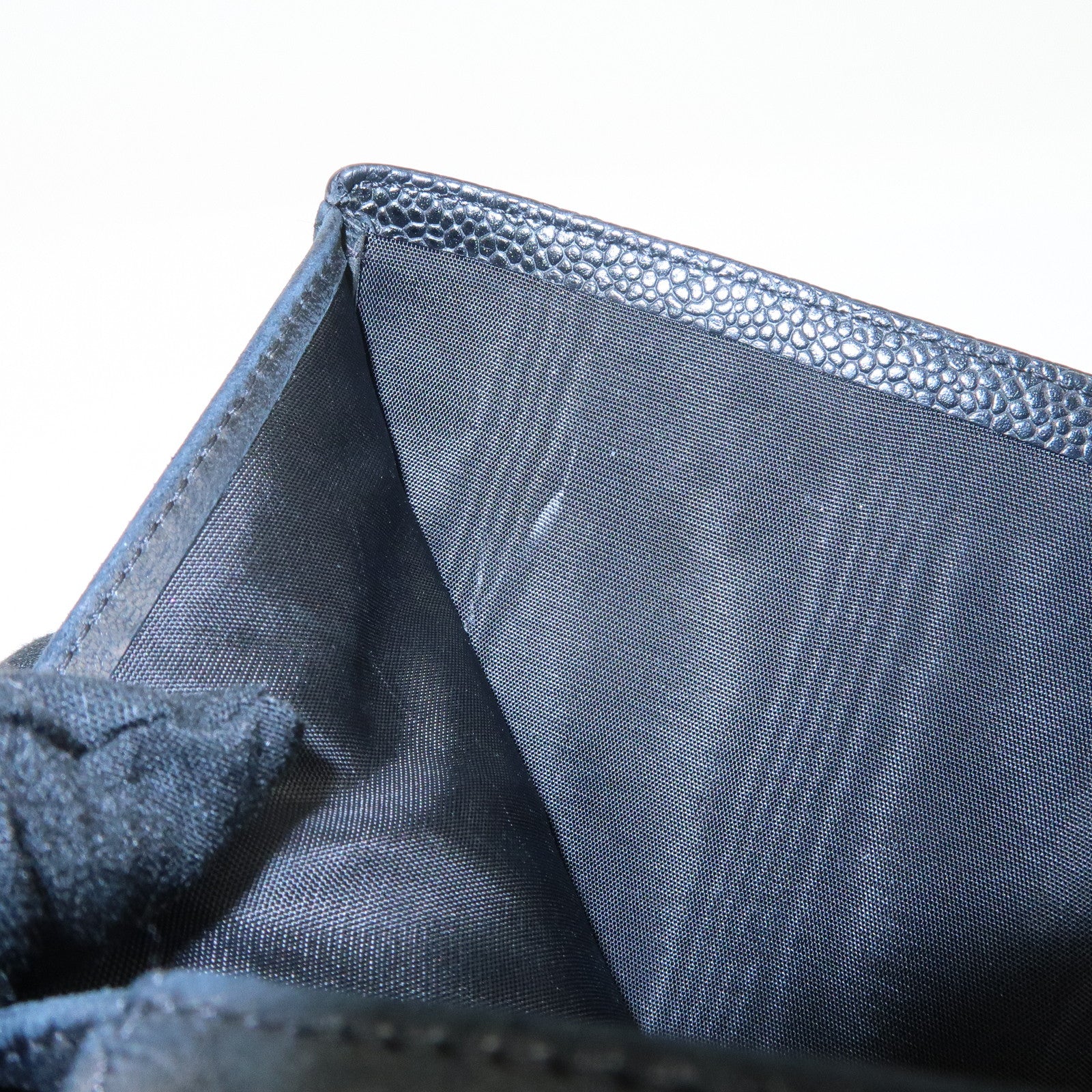 CHANEL COCO Mark Caviar Skin Bi-fold Wallet Black Used