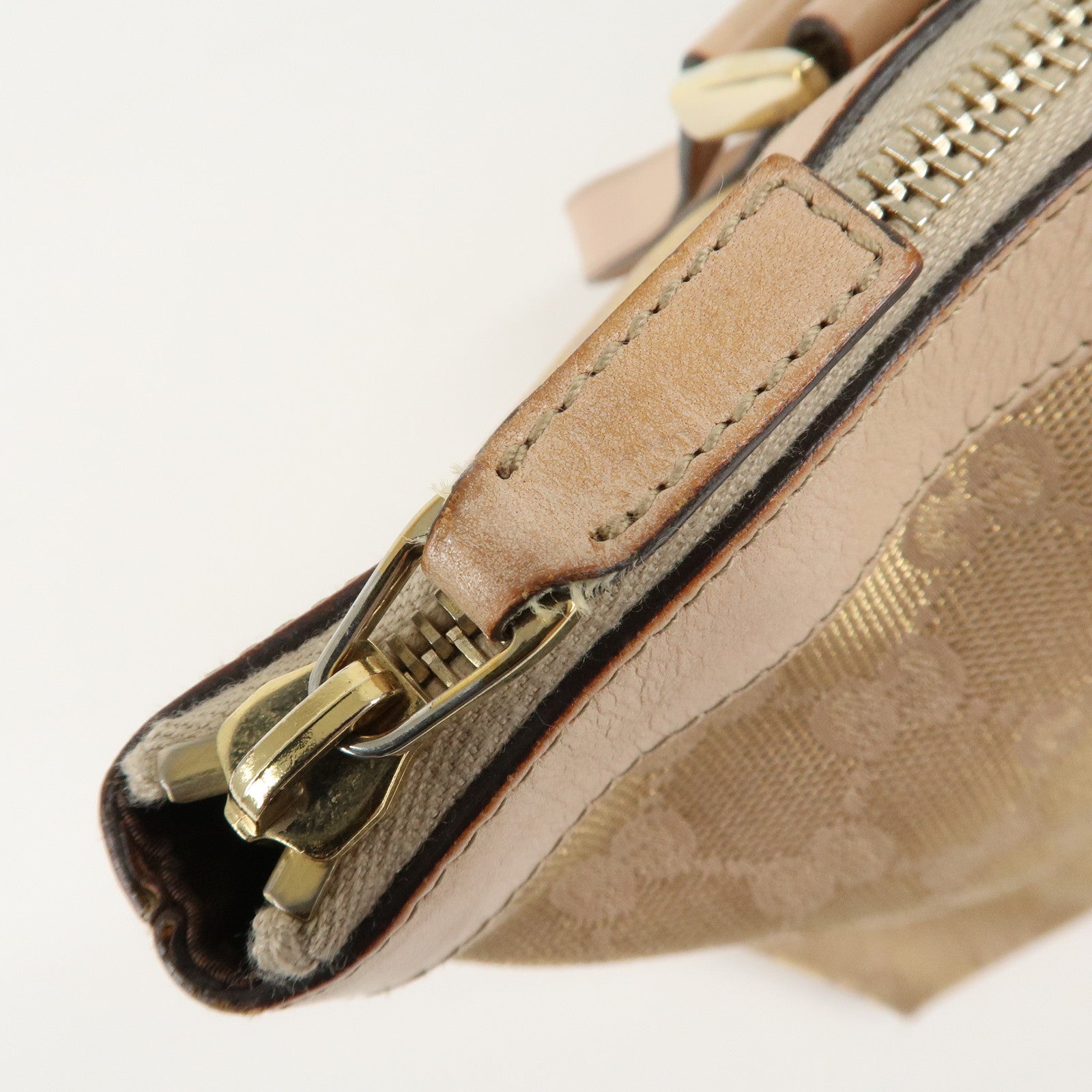 GUCCI Abbey Line GG Canvas Leather Tote Bag Pink White 141470 Used