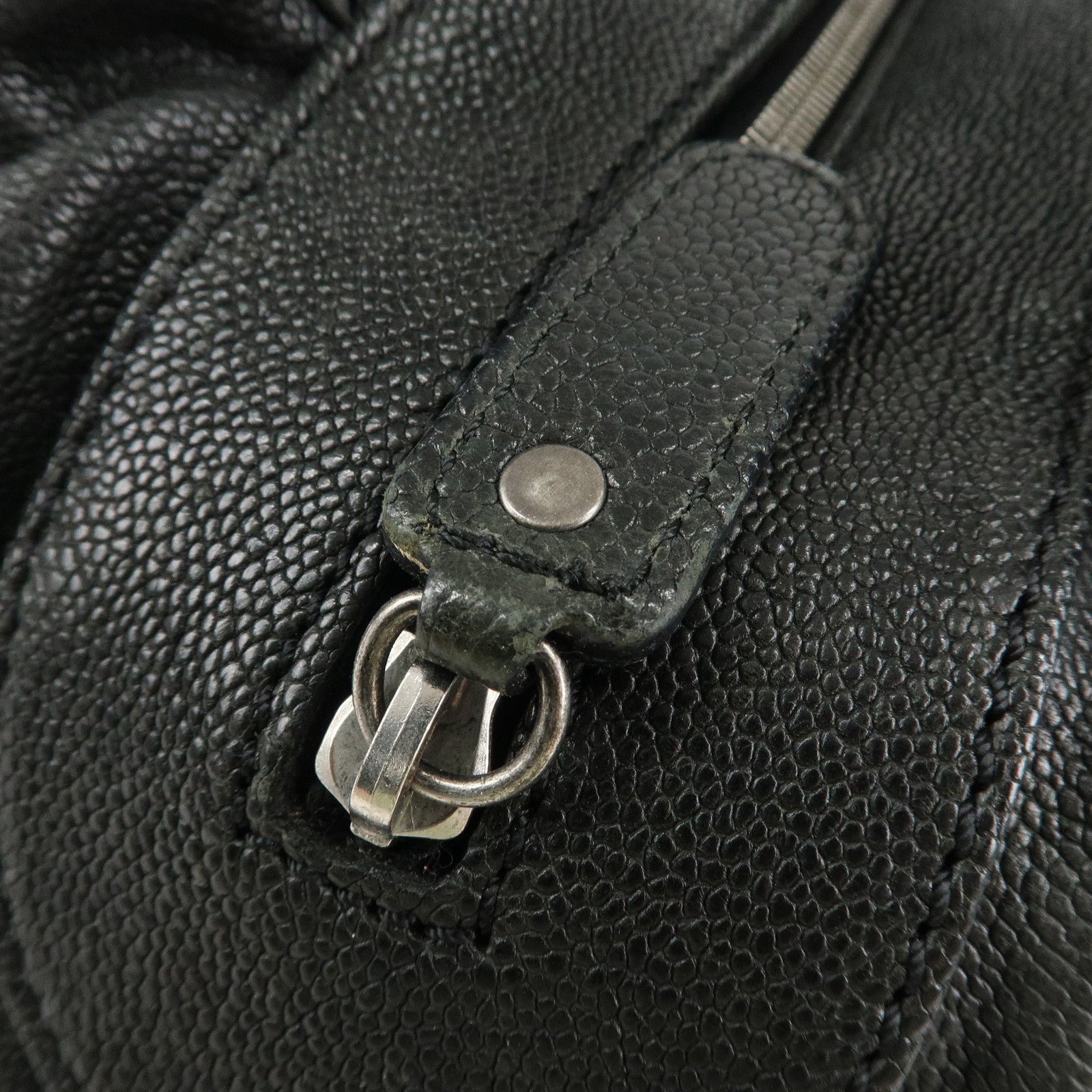 CHANEL Matelasse Caviar Skin Boston Bag Hand Bag Black A33046 Used