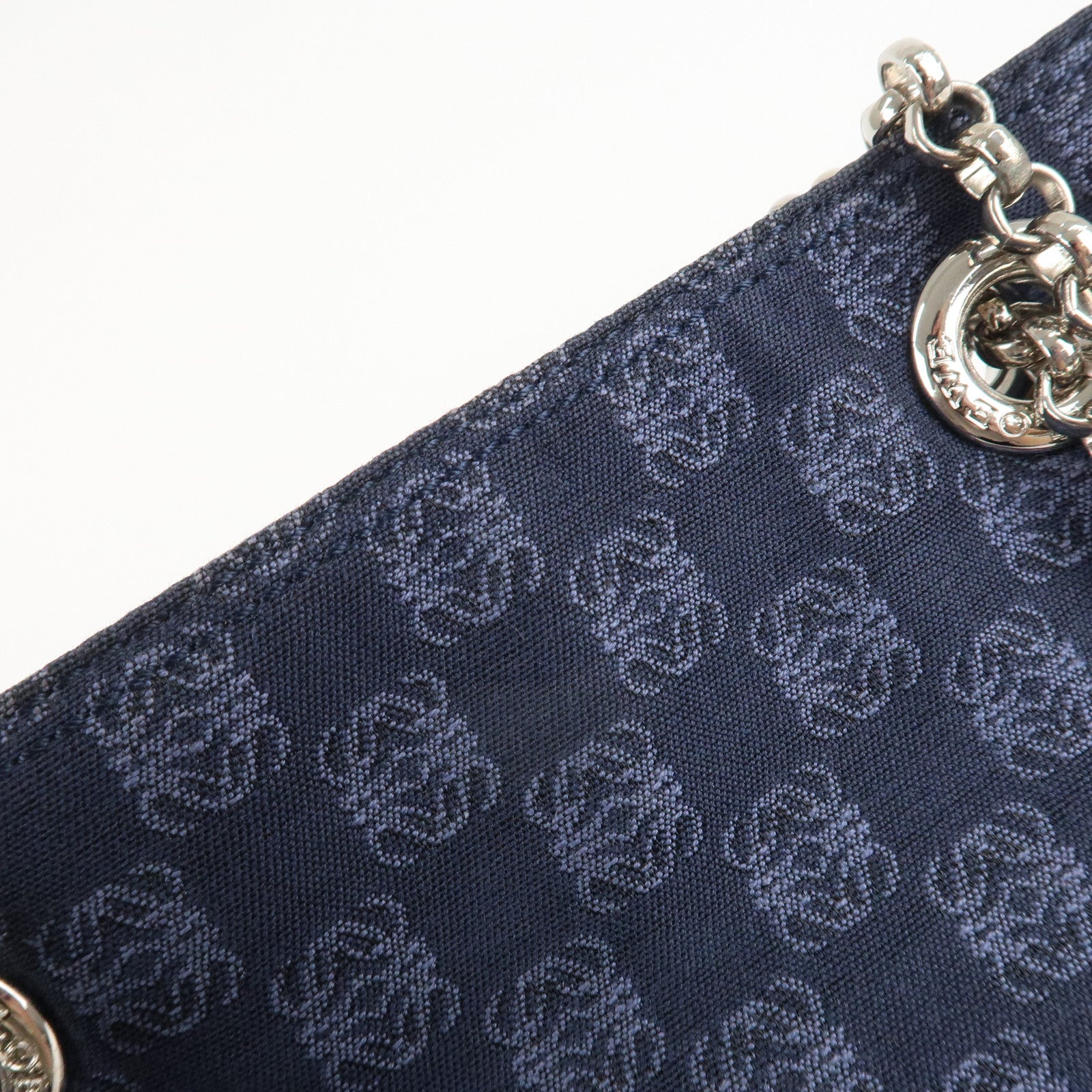 LOEWE Anagram Canvas Leather Chain Tote Bag Shoulder Bag Blue Used