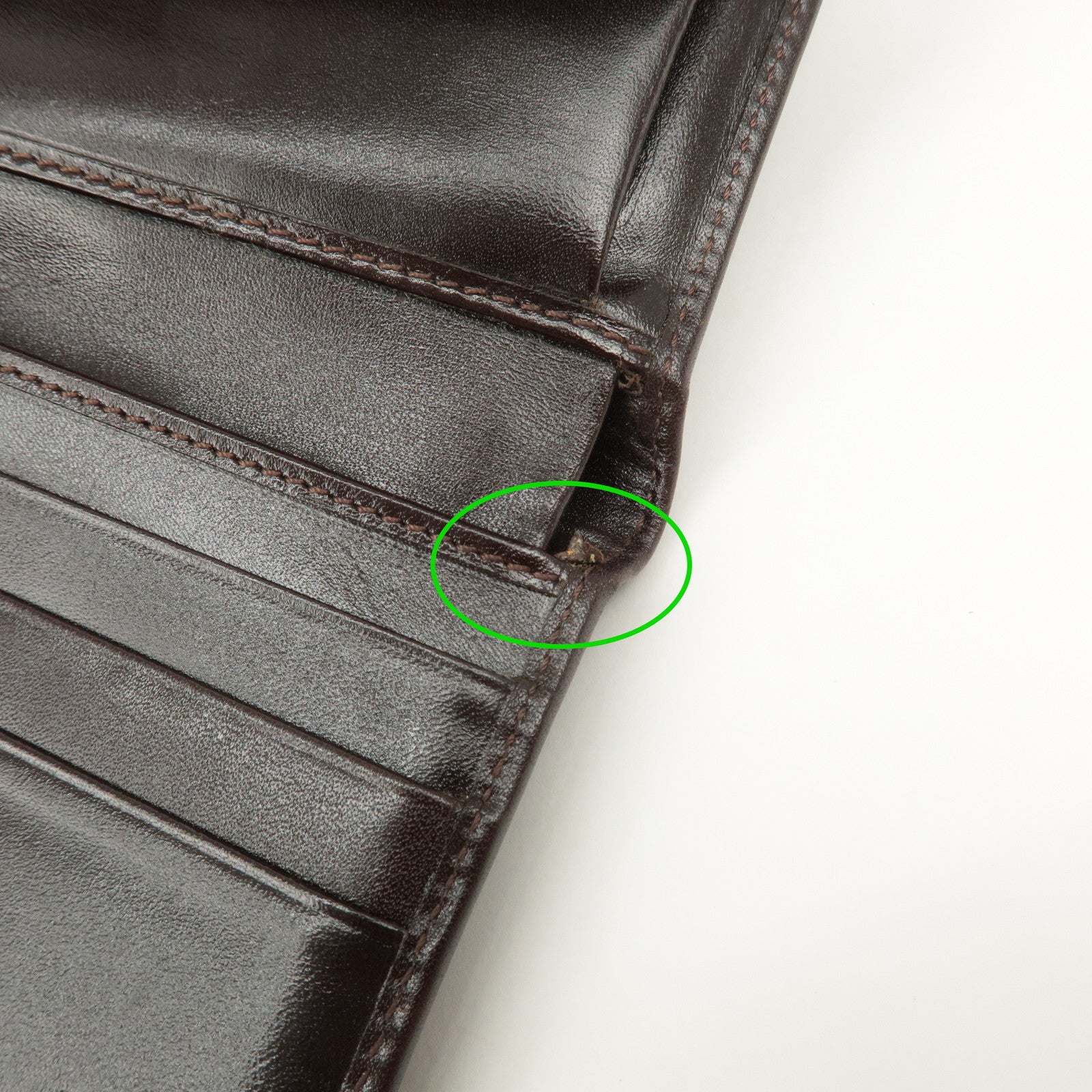 FENDI Zucca Canvas Leather Hook Tri-fold Wallet Brown 30729 Used