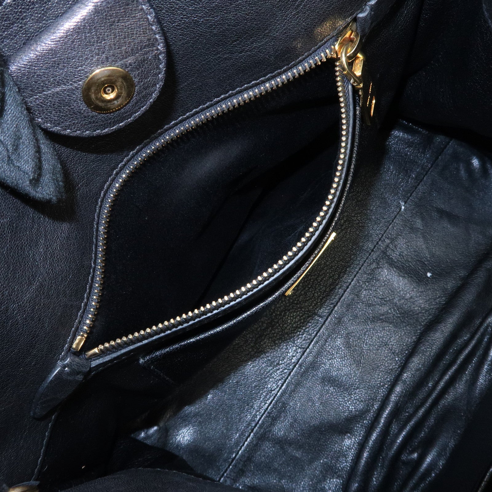 MIU MIU Denim Leather Biker 2WAY Bag Blue Black RN1031 Used