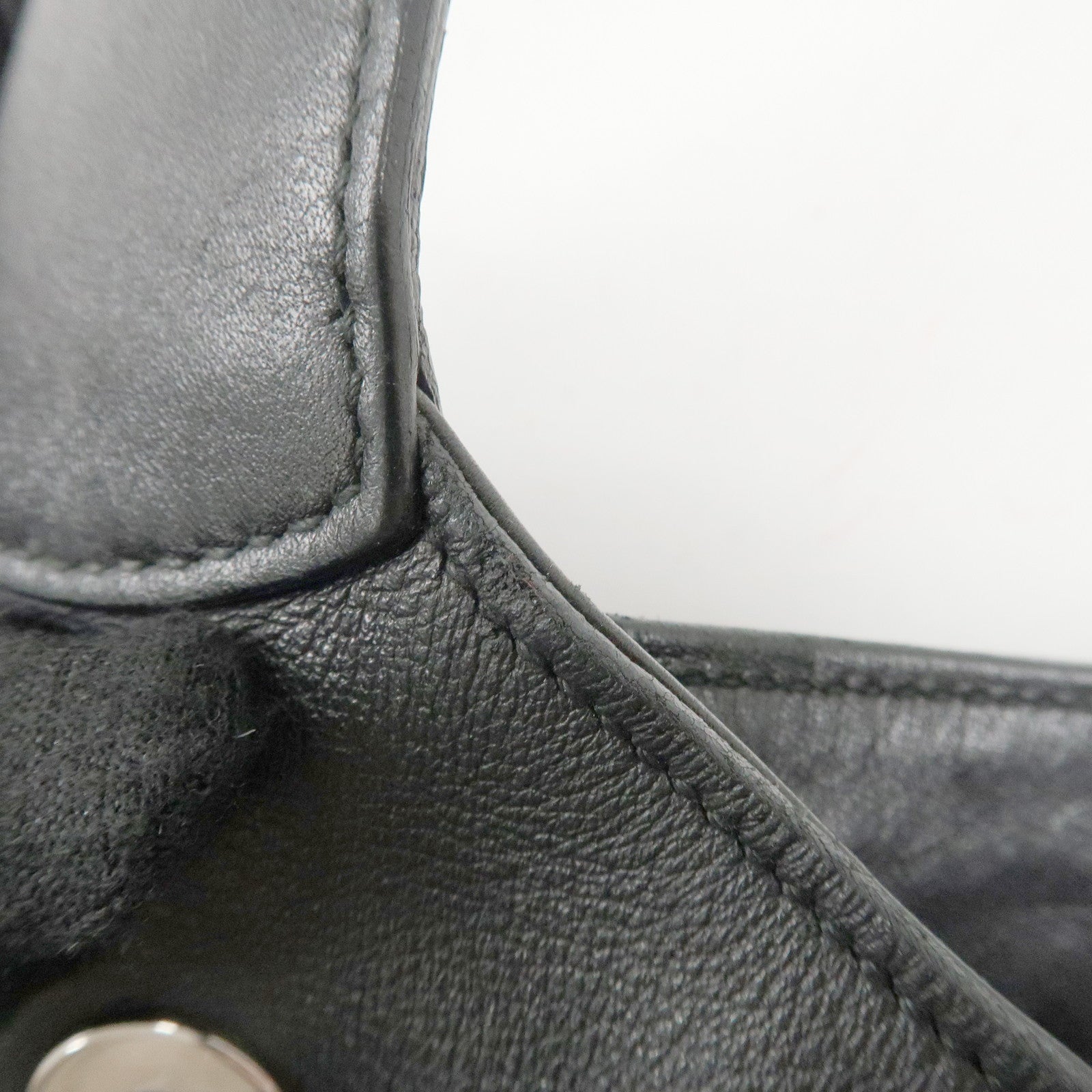 GUCCI Leather Shoulder Bag Drawstring Bag Black Silver 001.4034 Used